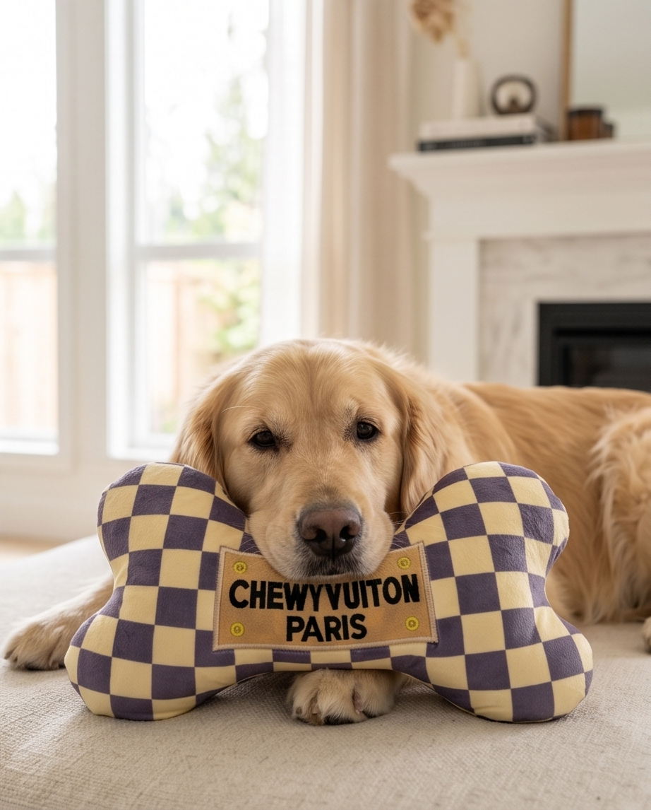 Checker Chewy Vuiton Bone Toy by Haute Diggity Dog - Image 2