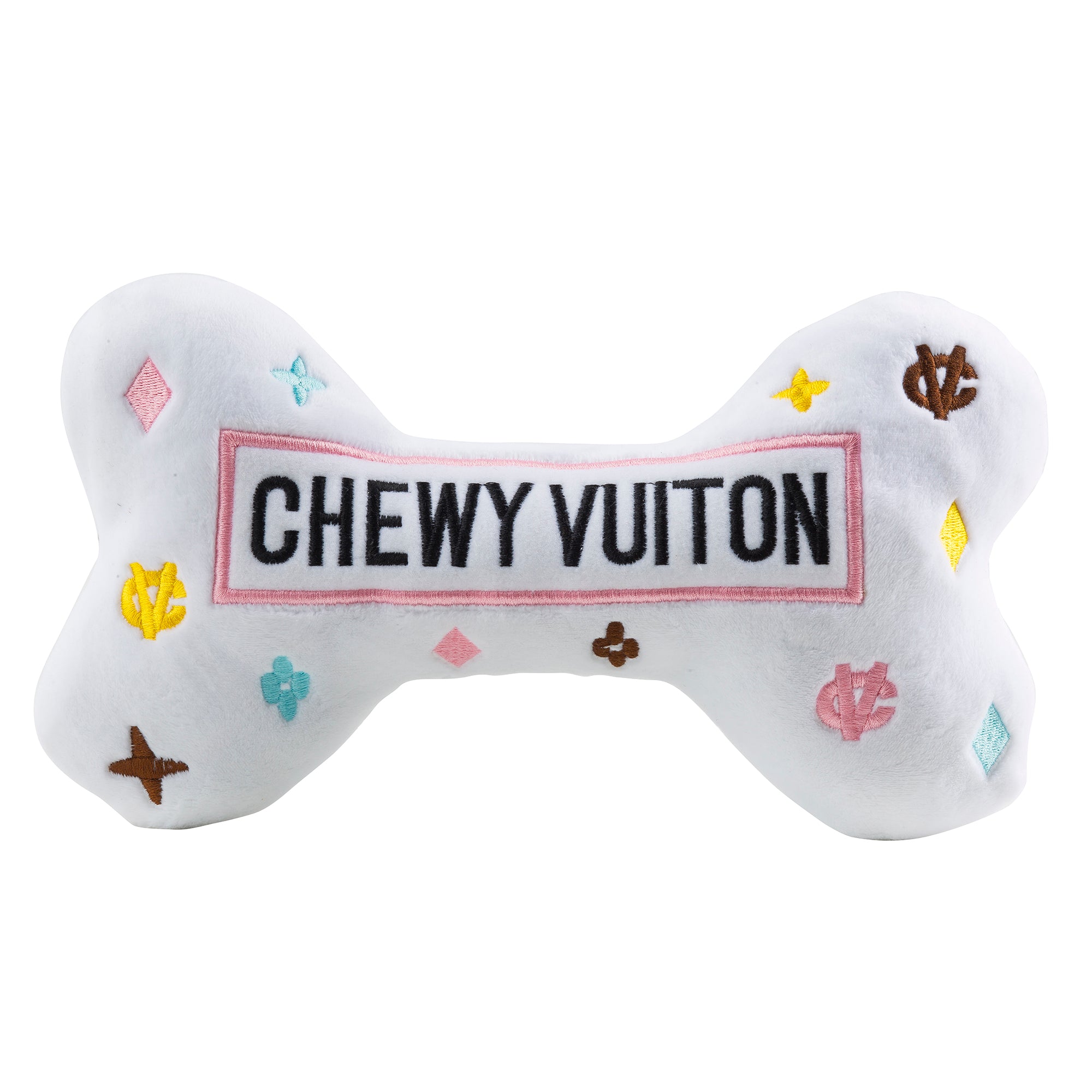 White Chewy Vuiton Bone Toy by Haute Diggity Dog