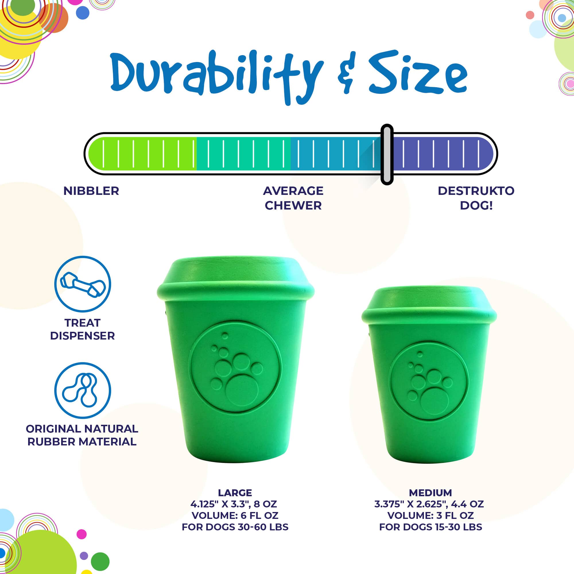 SodaPup Coffee Cup Rubber Dog Chew Toy Power Chewers | Treat Dispenser USA Made