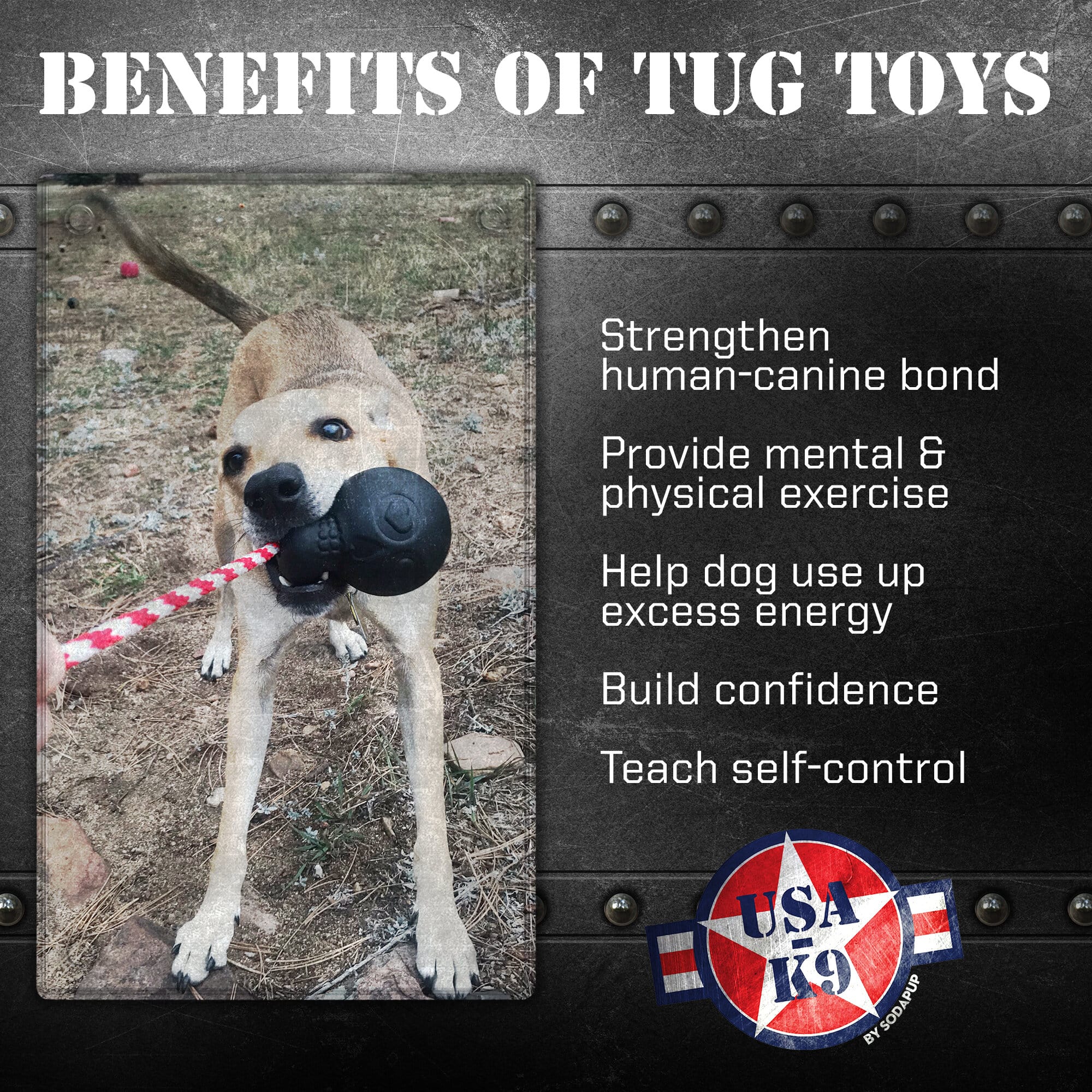 SodaPup USA-K9 Magnum Skull Black Rubber Chew Toy Extreme Chewers | USA Made