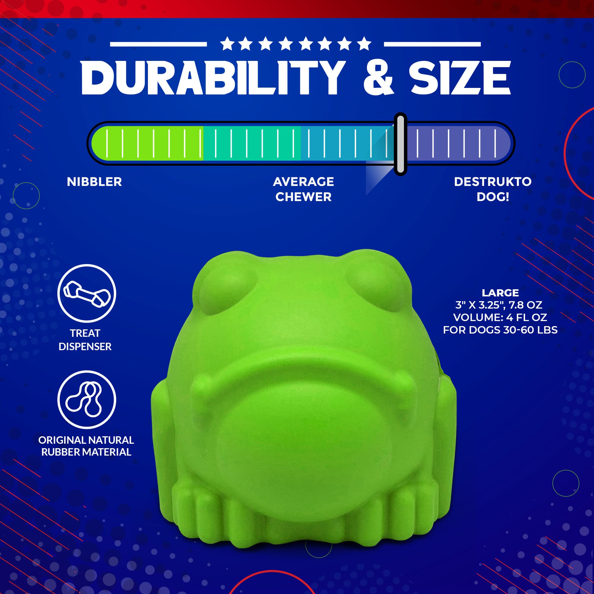 SodaPup Bull Frog Dog Chew Toy & Treat Dispenser USA Made |
