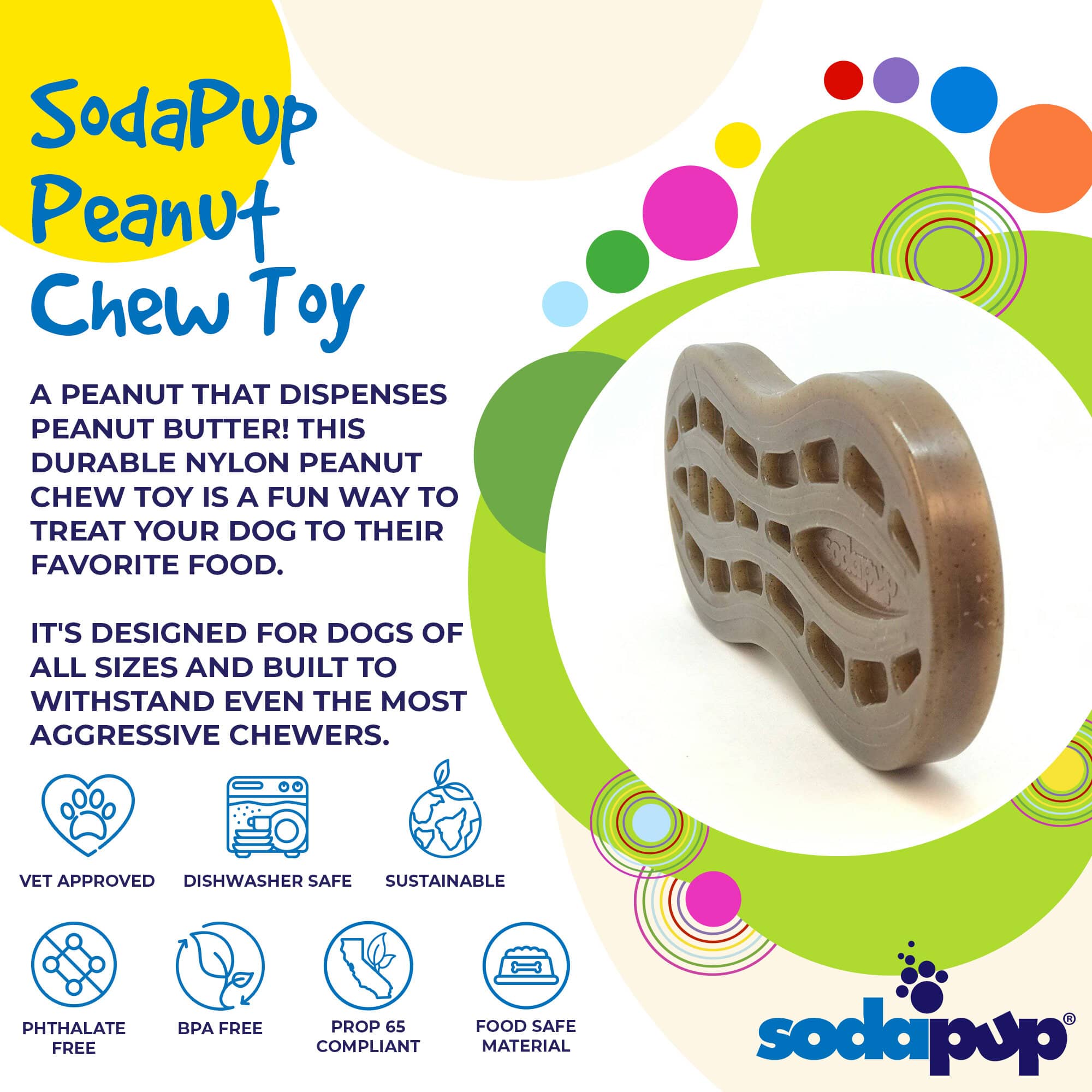 SodaPup Peanut Nylon Dog Chew Toy | Ultra-Durable Aggressive Chewers
