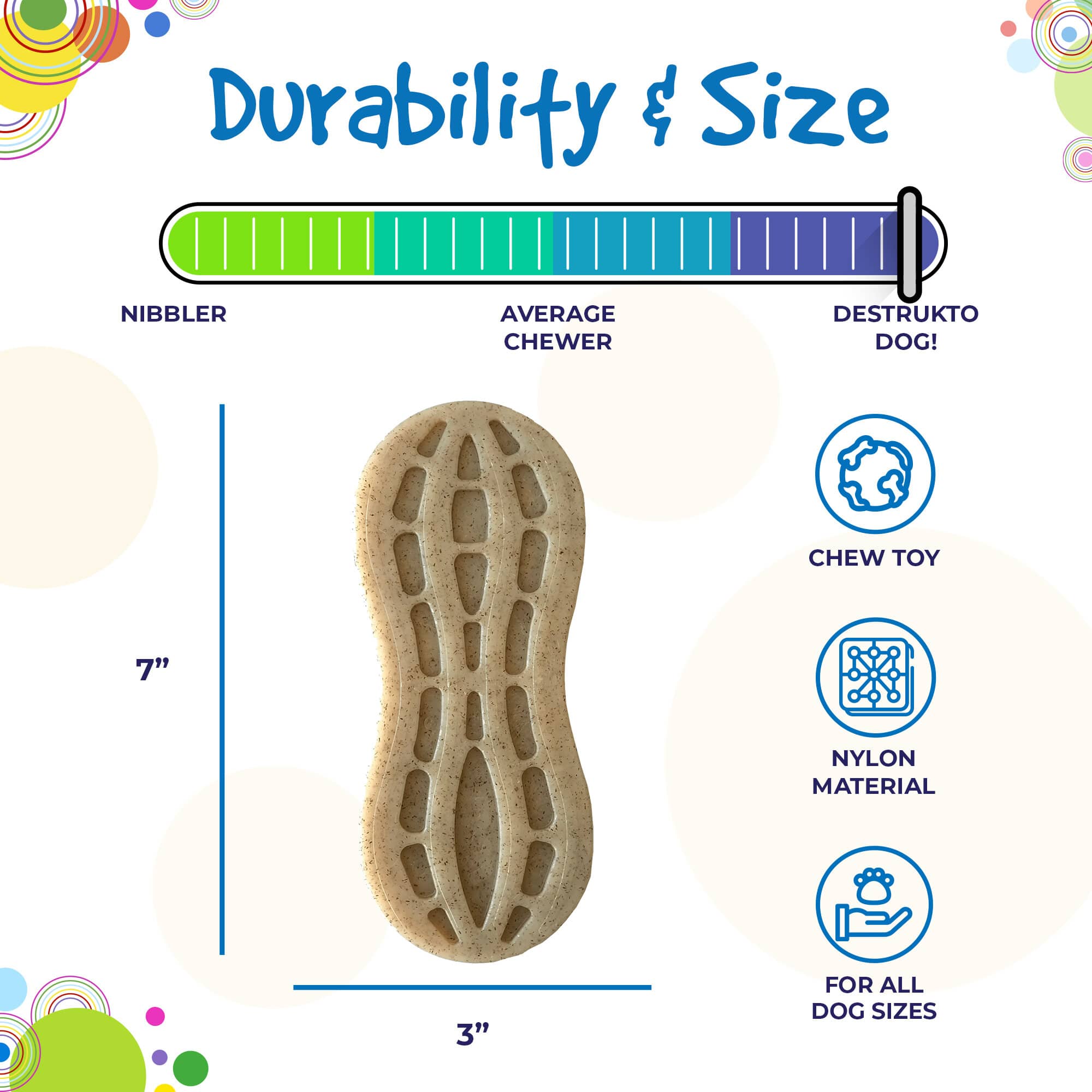 SodaPup Peanut Nylon Dog Chew Toy | Ultra-Durable Aggressive Chewers