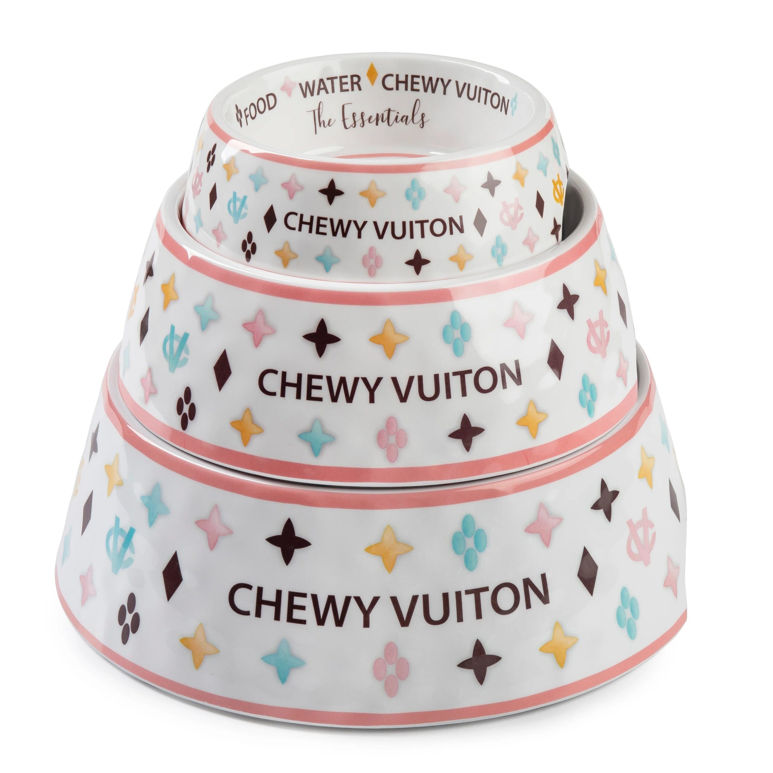 White Chewy Vuiton Bowl - Medium (CASE OF 2) by Haute Diggity Dog - Image 4