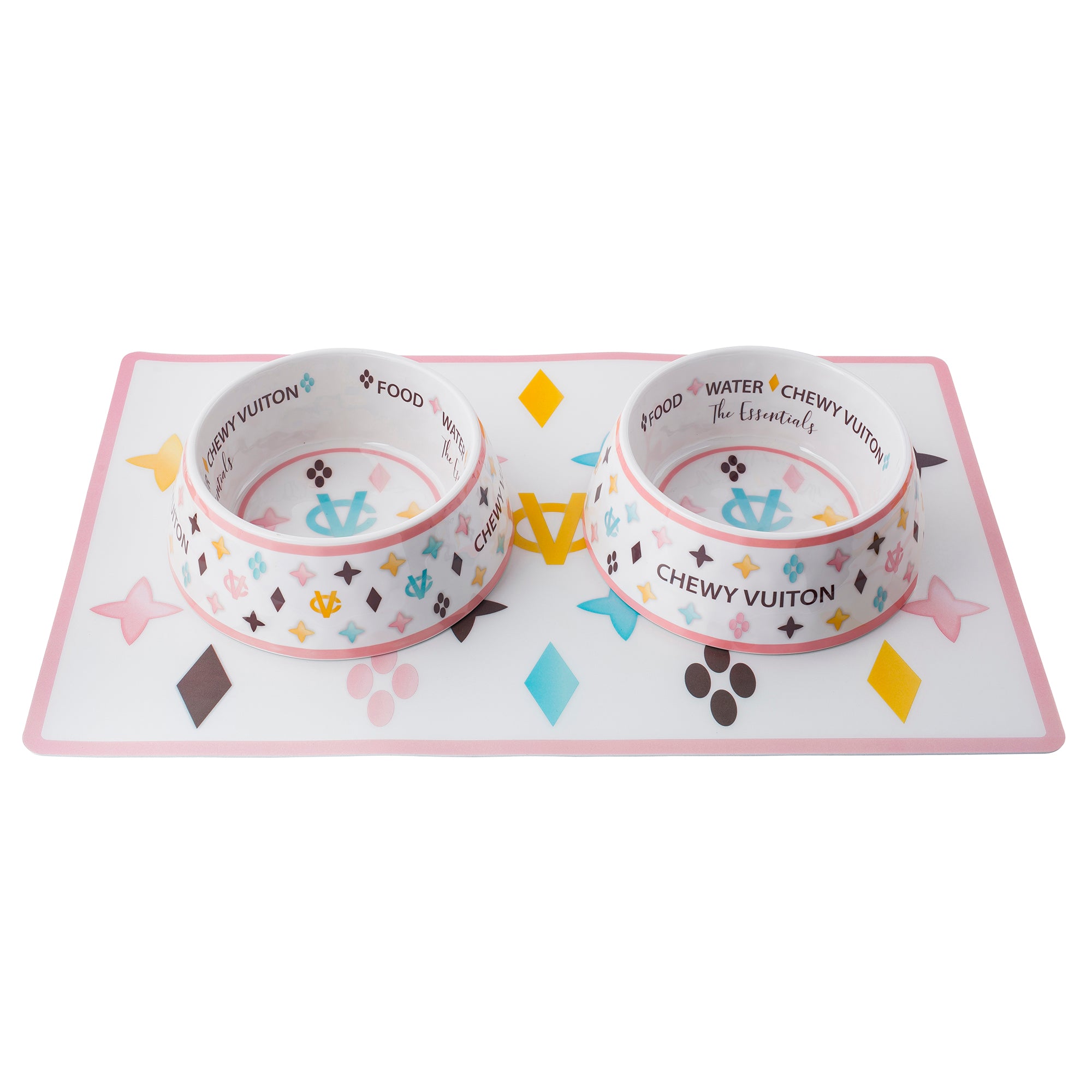 White Chewy Vuiton Bowl - Medium (CASE OF 2) by Haute Diggity Dog - Image 2