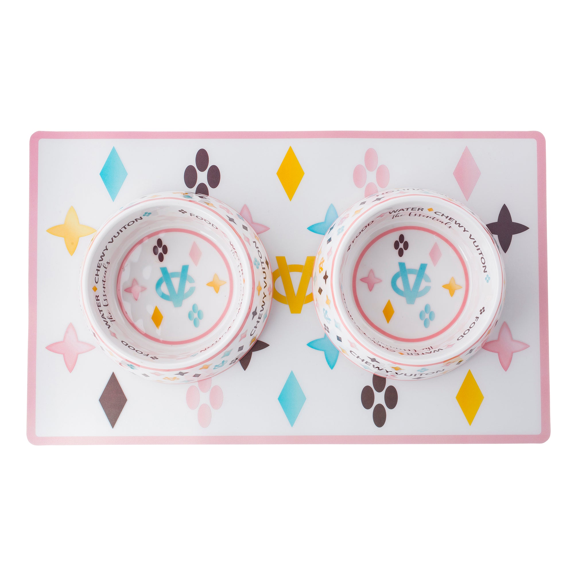 White Chewy Vuiton Bowl - Medium (CASE OF 2) by Haute Diggity Dog - Image 9
