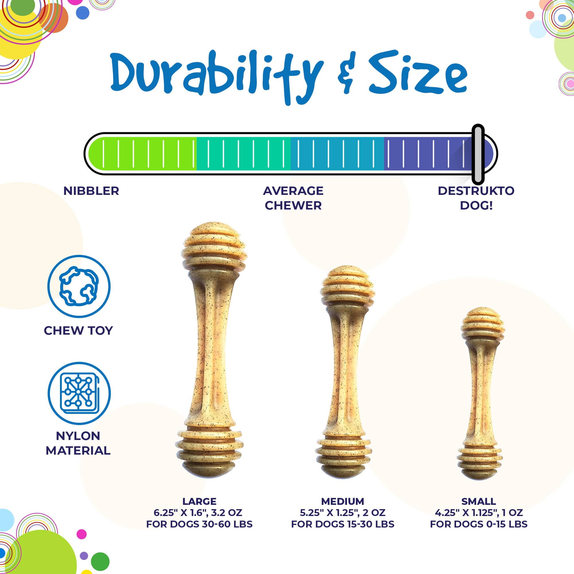 SodaPup Honey Bone Nylon Dog Toy Aggressive Chewers | Indestructible USA Made