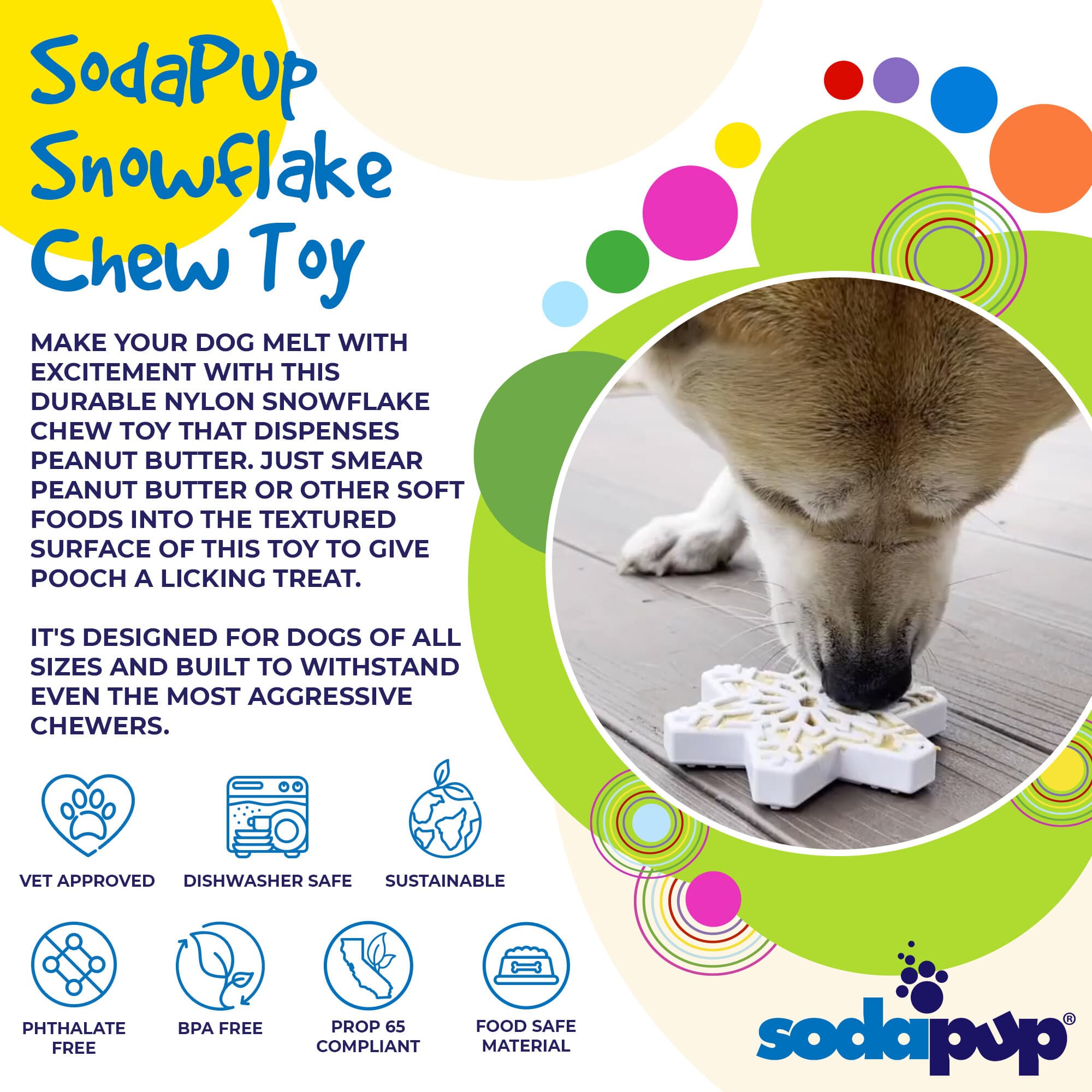 SodaPup Snowflake Nylon Dog Chew Toy Aggressive Chewers | USA Made & FDA Compliant