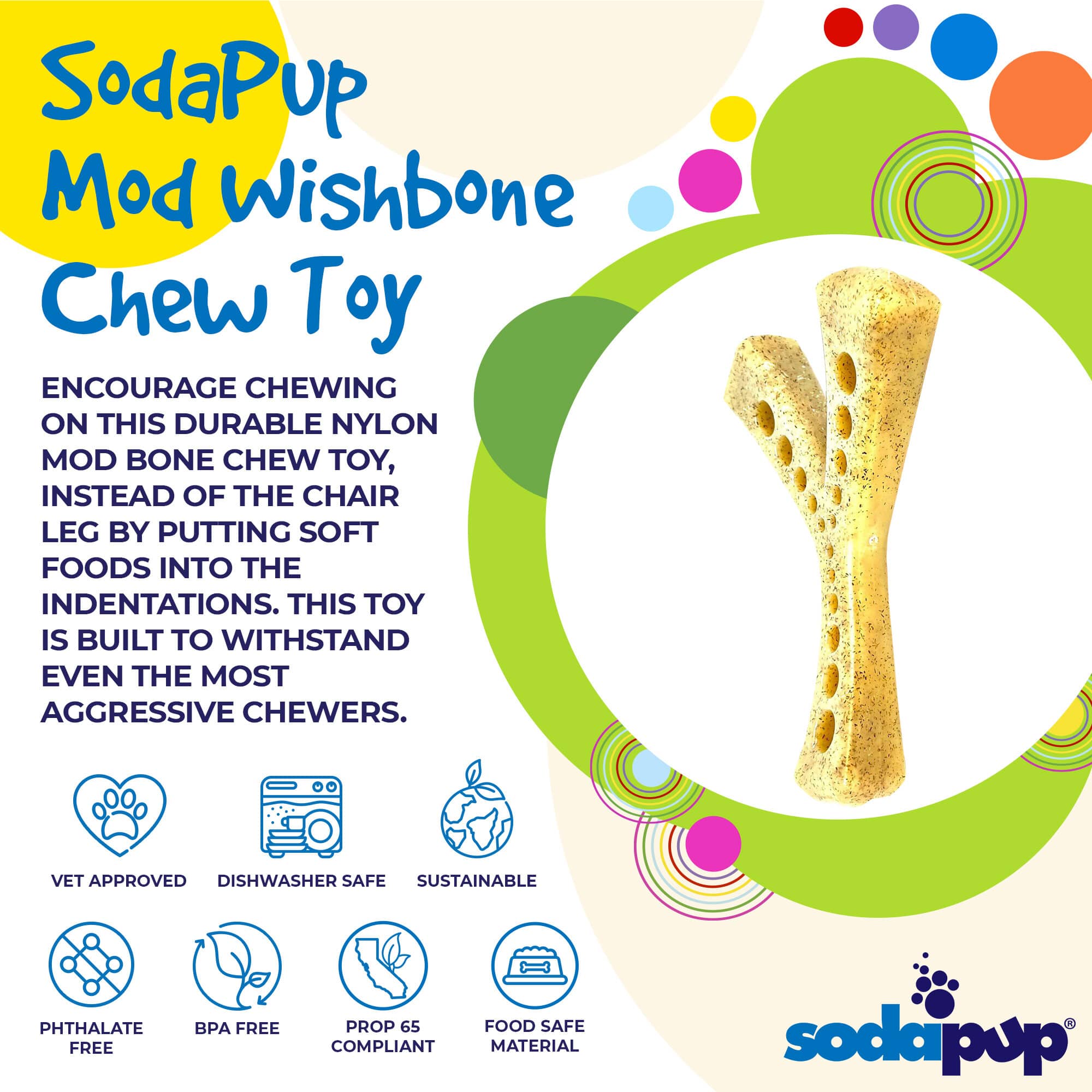 SodaPup MOD Wishbone Nylon Dog Chew Toy Aggressive Chewers | USA Made