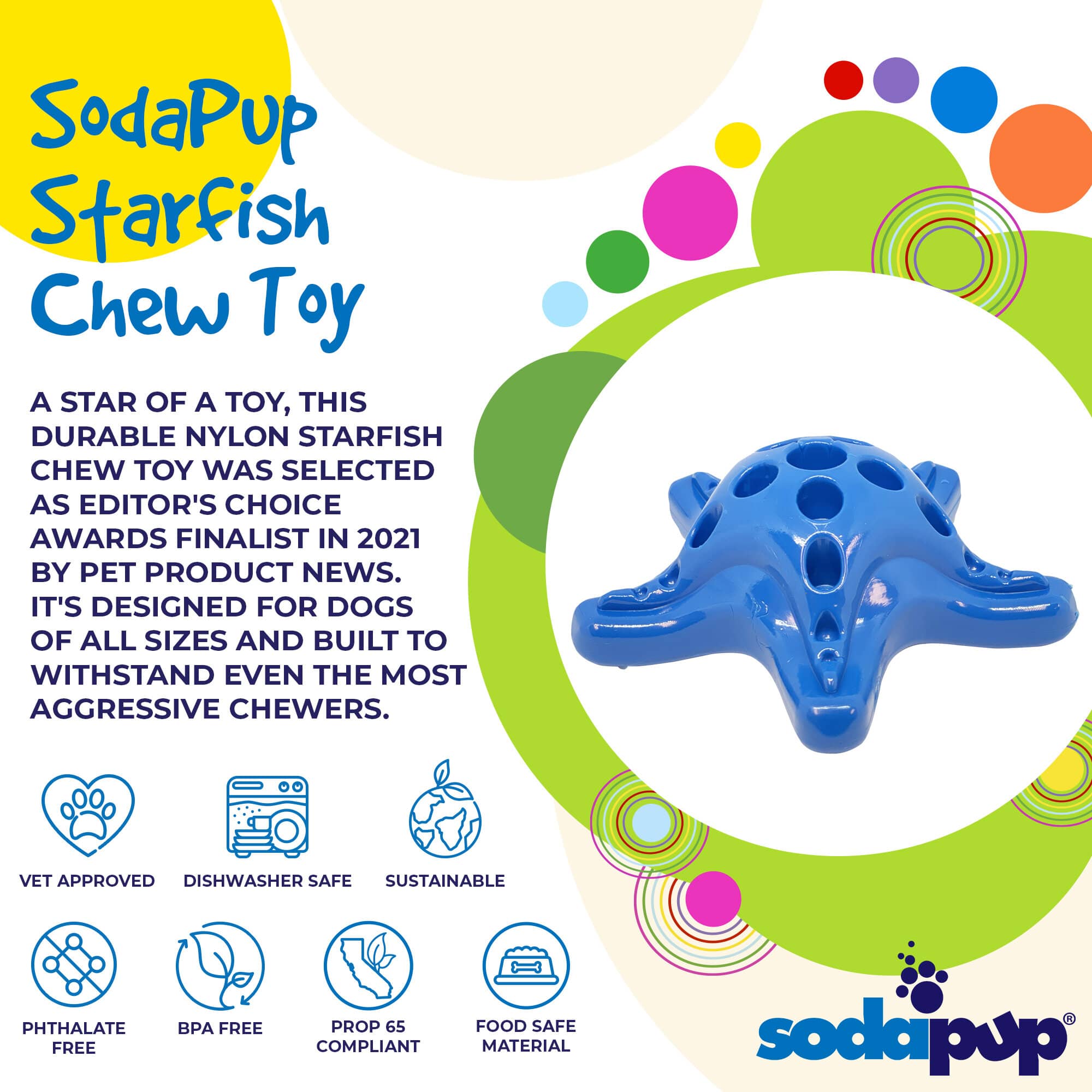 SodaPup Starfish Nylon Dog Chew Toy Aggressive Chewers | USA Made