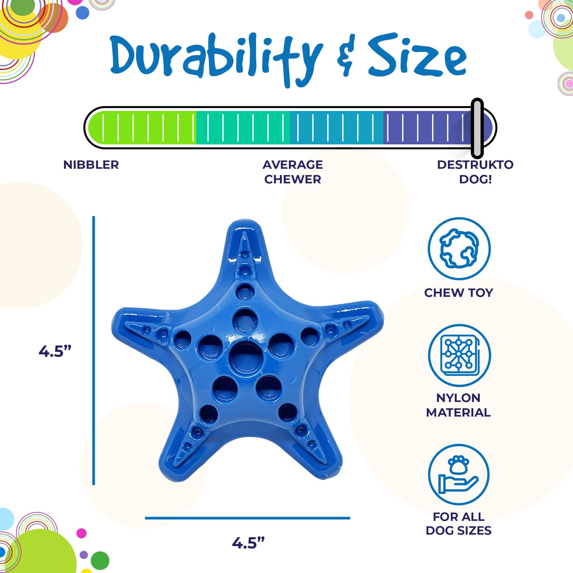 SodaPup Starfish Nylon Dog Chew Toy Aggressive Chewers | USA Made