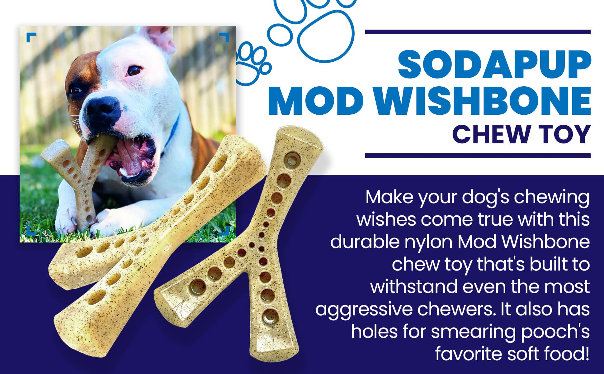 SodaPup MOD Wishbone Nylon Dog Chew Toy Aggressive Chewers | USA Made