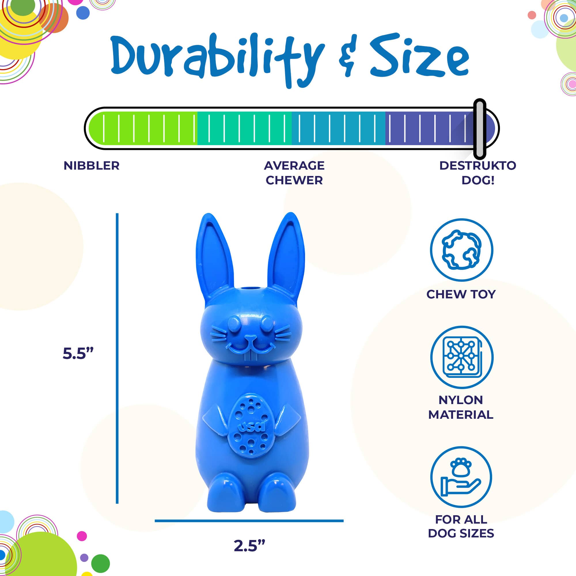 SodaPup Bunny Nylon Chew Toy Aggressive Chewers | Durable & USA Made