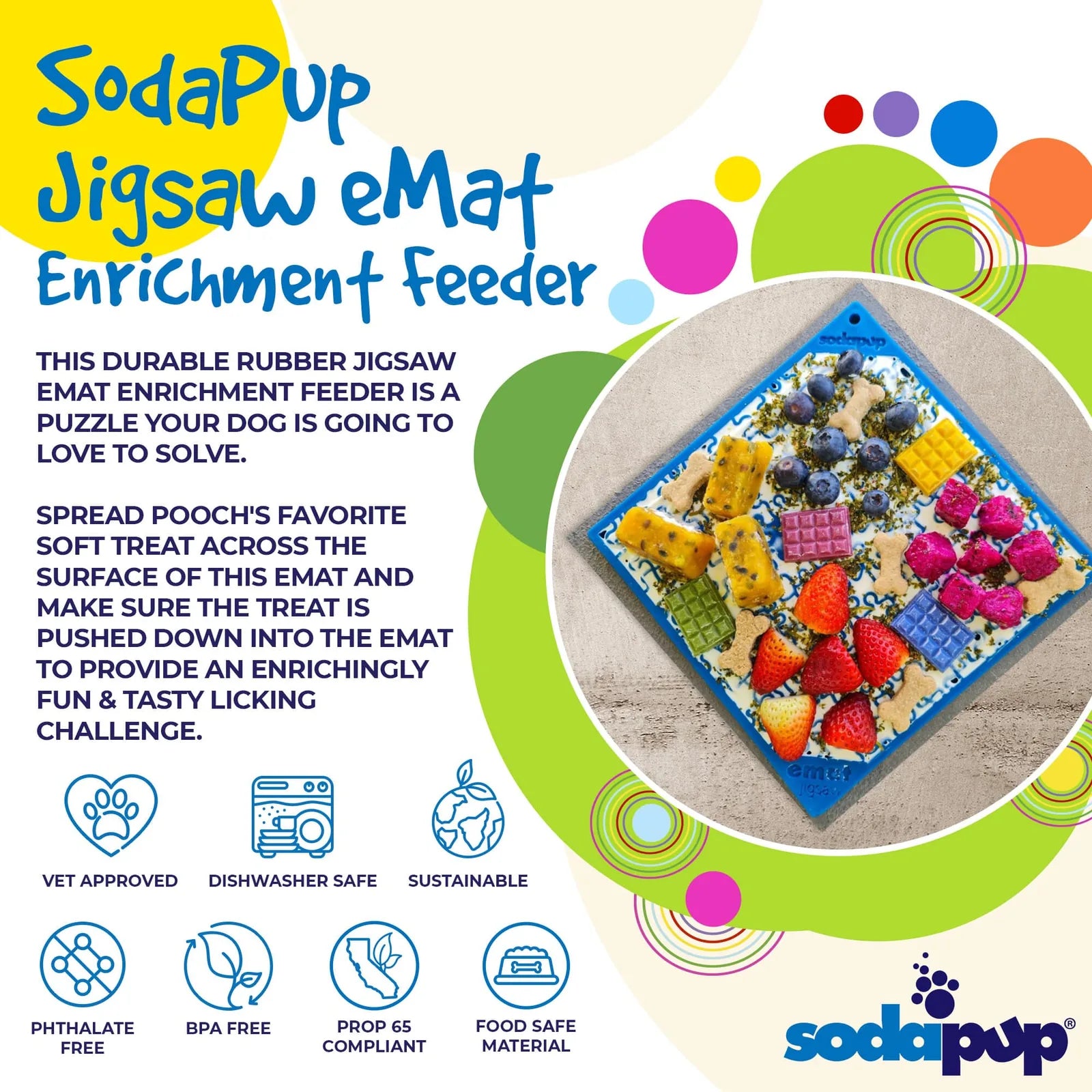 Jigsaw Puzzle eMat - Enrichment Lick Mat for Dogs and Cats | eMat Enrichment Toy for Anxiety Relief | USA Made - Image 7