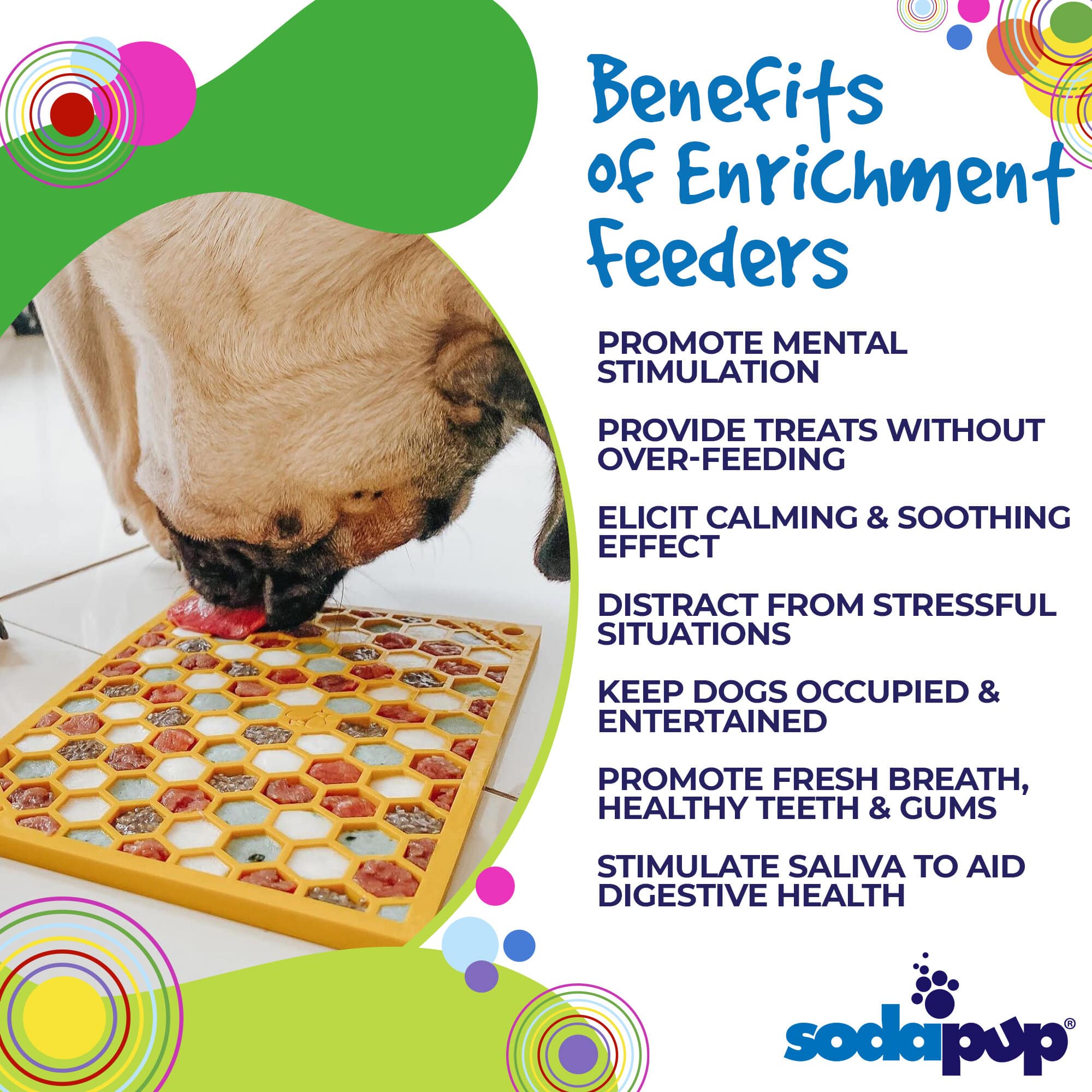 SodaPup Honeycomb eMat Enrichment Lick Mat Dogs Cats | Toy Anxiety Relief