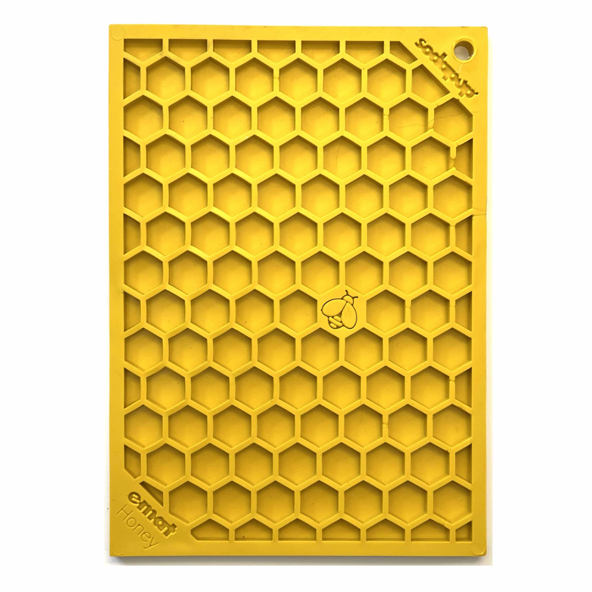 SodaPup Honeycomb eMat Enrichment Lick Mat Dogs Cats | Toy Anxiety Relief E-Mat small yellow