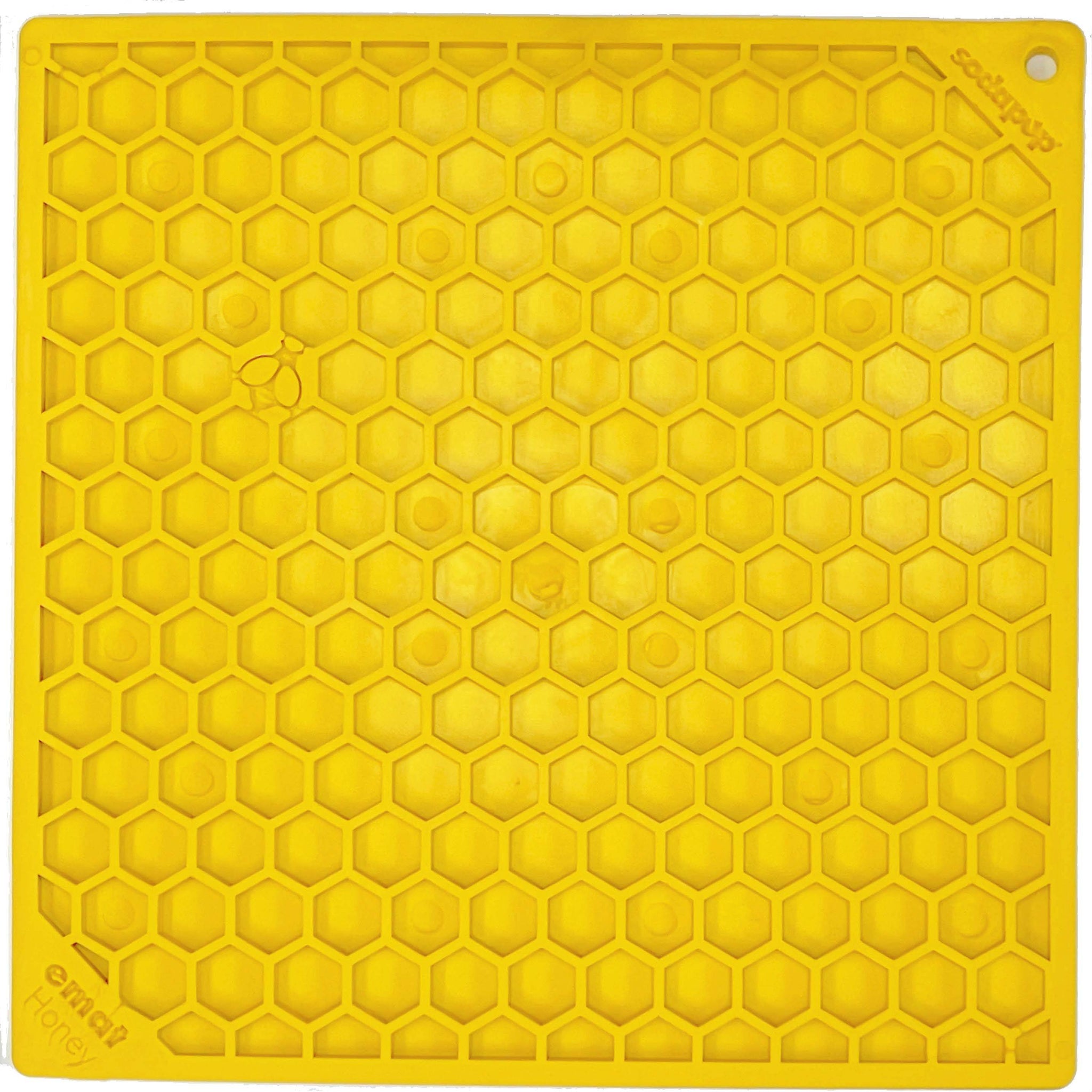 SodaPup Honeycomb eMat Enrichment Lick Mat Dogs Cats | Toy Anxiety Relief E-Mat large yellow