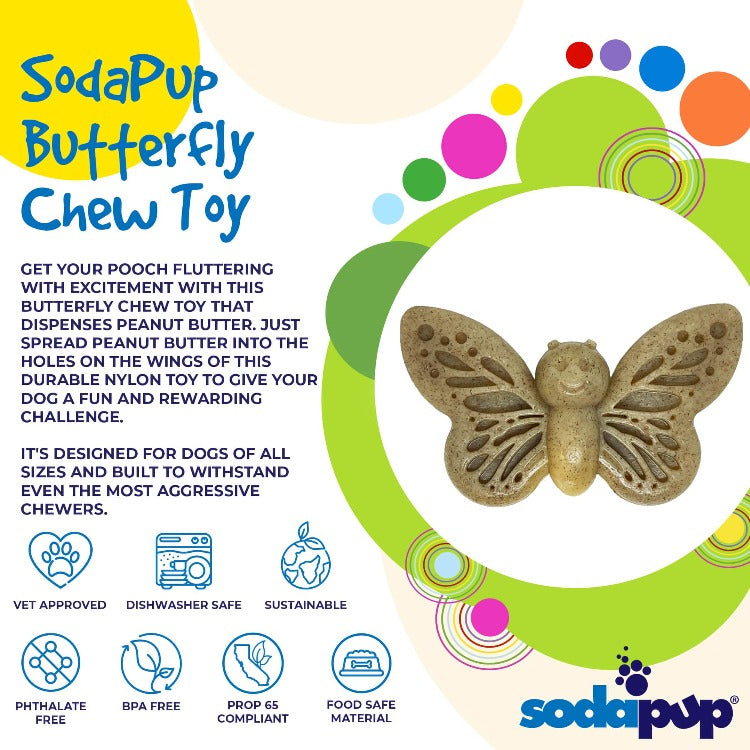 SodaPup Butterfly Nylon Chew & Enrichment Toy | 2-in-1 Aggressive Chewers