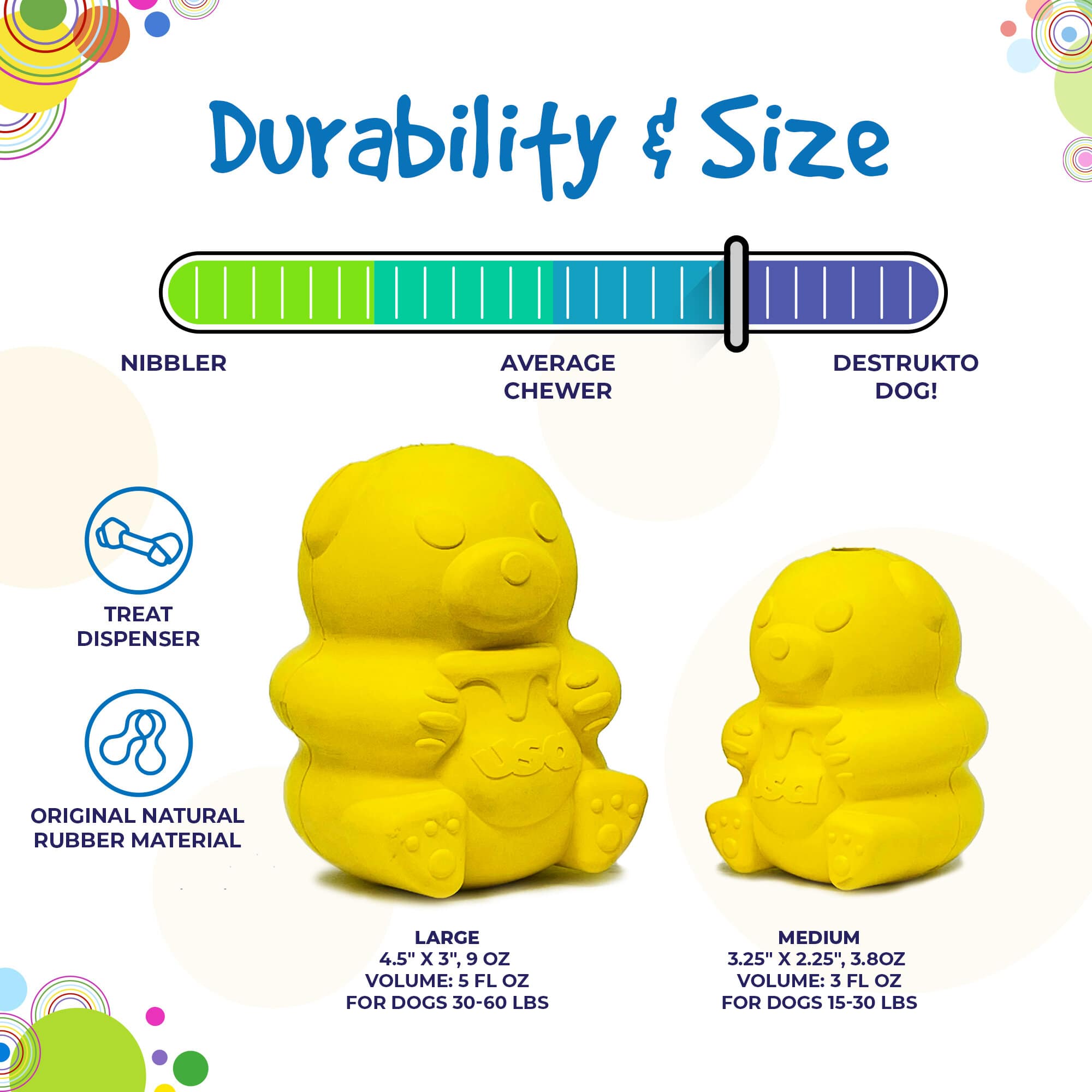 SodaPup Honey Bear eDispenser Durable Rubber Treat Dispenser Dogs | USA Made