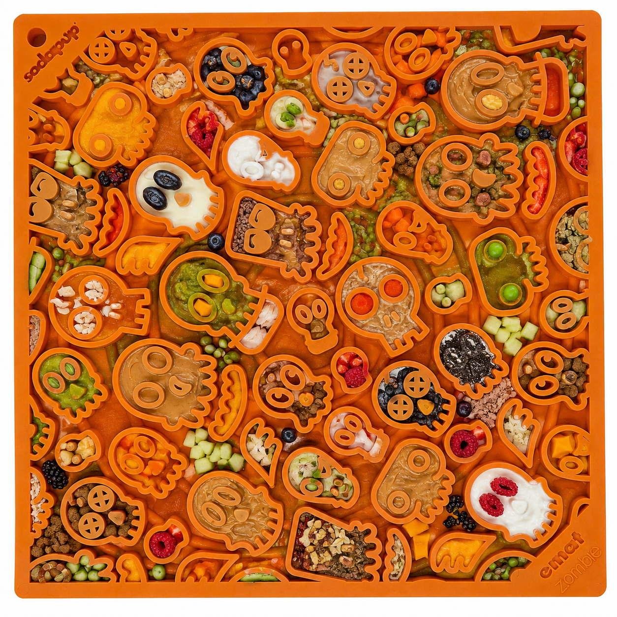 SodaPup Zombie eMat Enrichment Lick Mat Dogs Cats | Halloween Skull Design