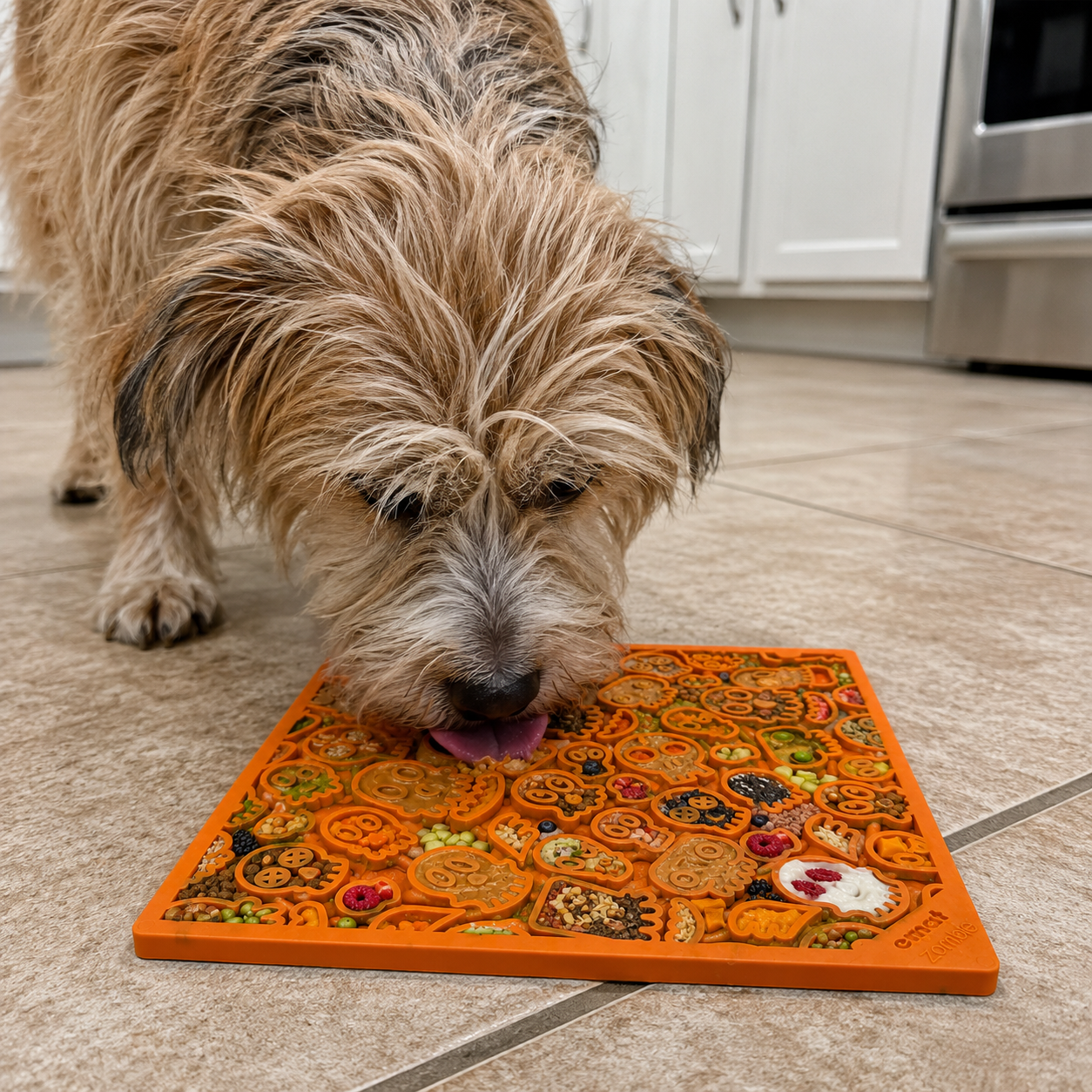 SodaPup Zombie eMat Enrichment Lick Mat Dogs Cats | Halloween Skull Design