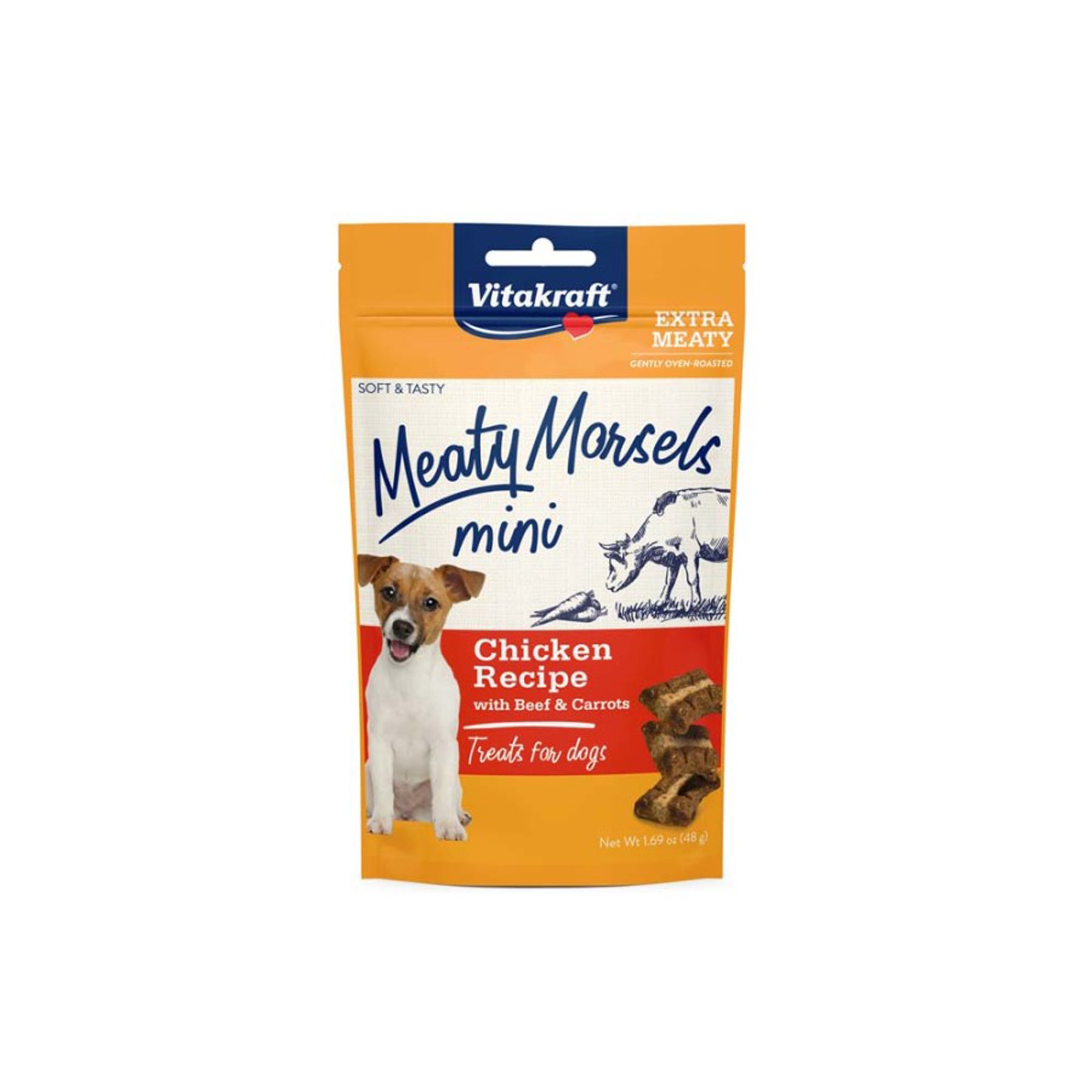 Vitakraft Meaty Morsels Chicken Recipe with Beef & Carrots Dog Treat Mini 1.69oz