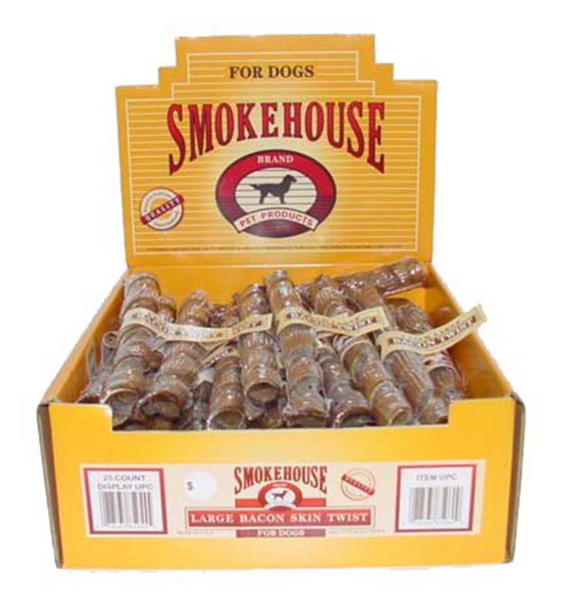 Smokehouse USA Made Bacon Skin Twists Large Shelf Display Box 25ct