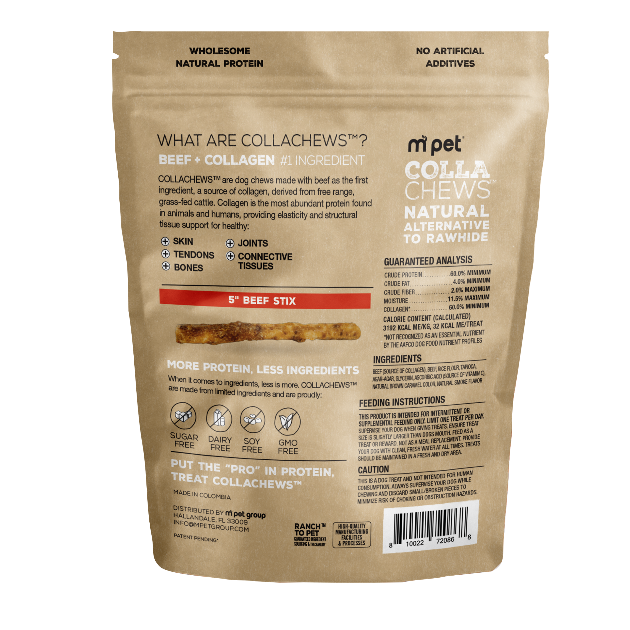 CollaChews 5" Beef & Collagen Stix - 25 Pack Bag