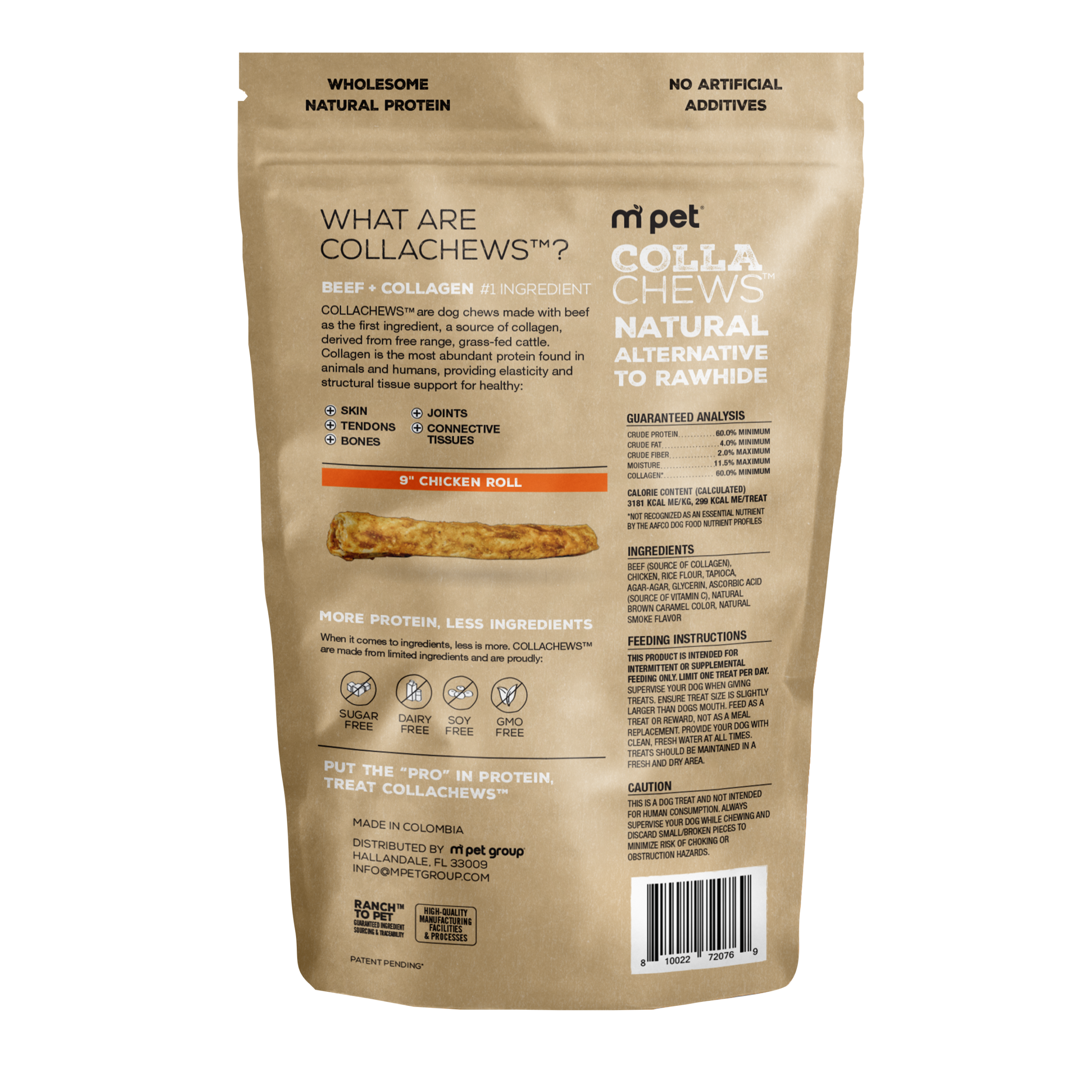 CollaChews 9" Chicken & Collagen Rolls - 3 Pack Bag