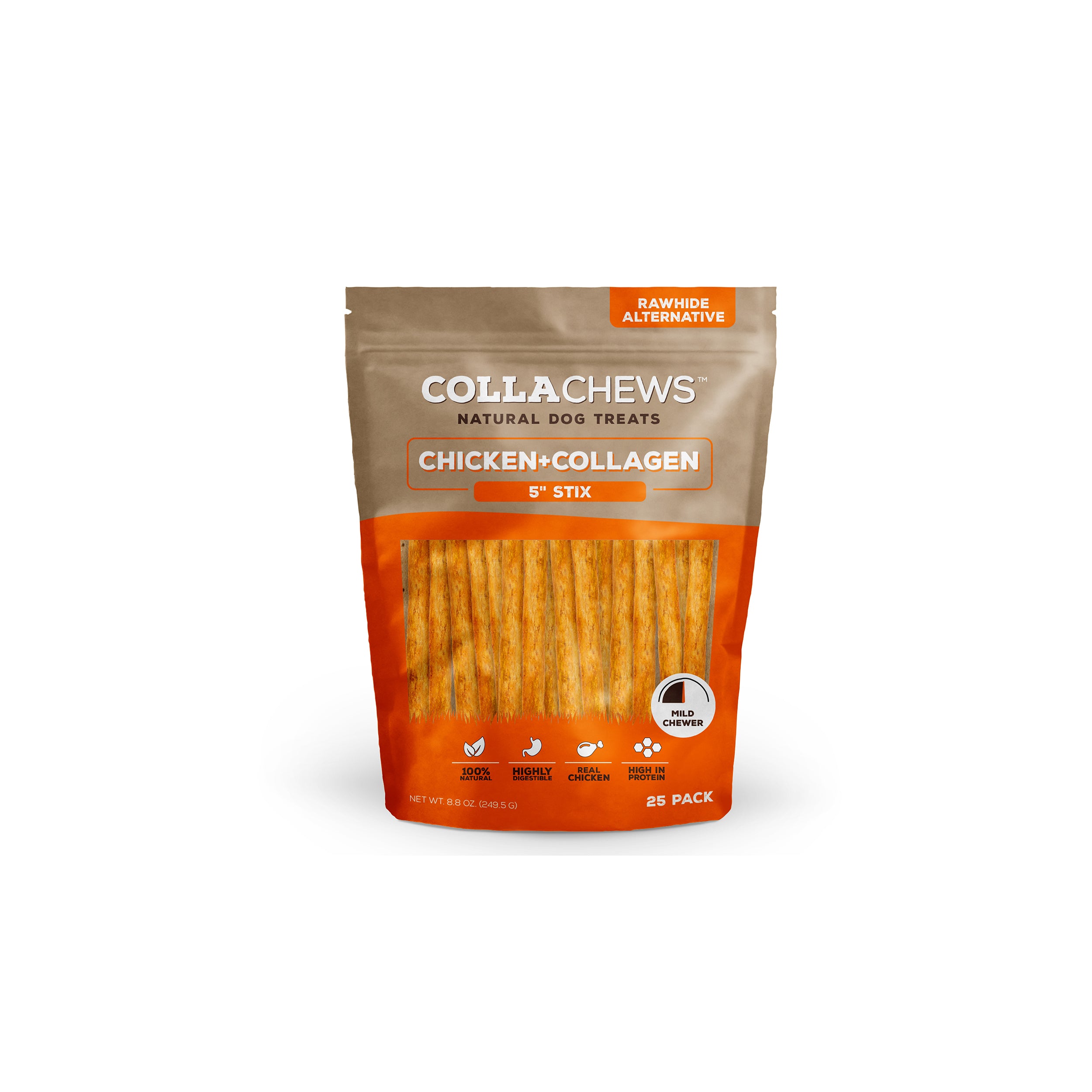 CollaChews 5" Chicken & Collagen Stix - 25 Pack Bag - Image 2