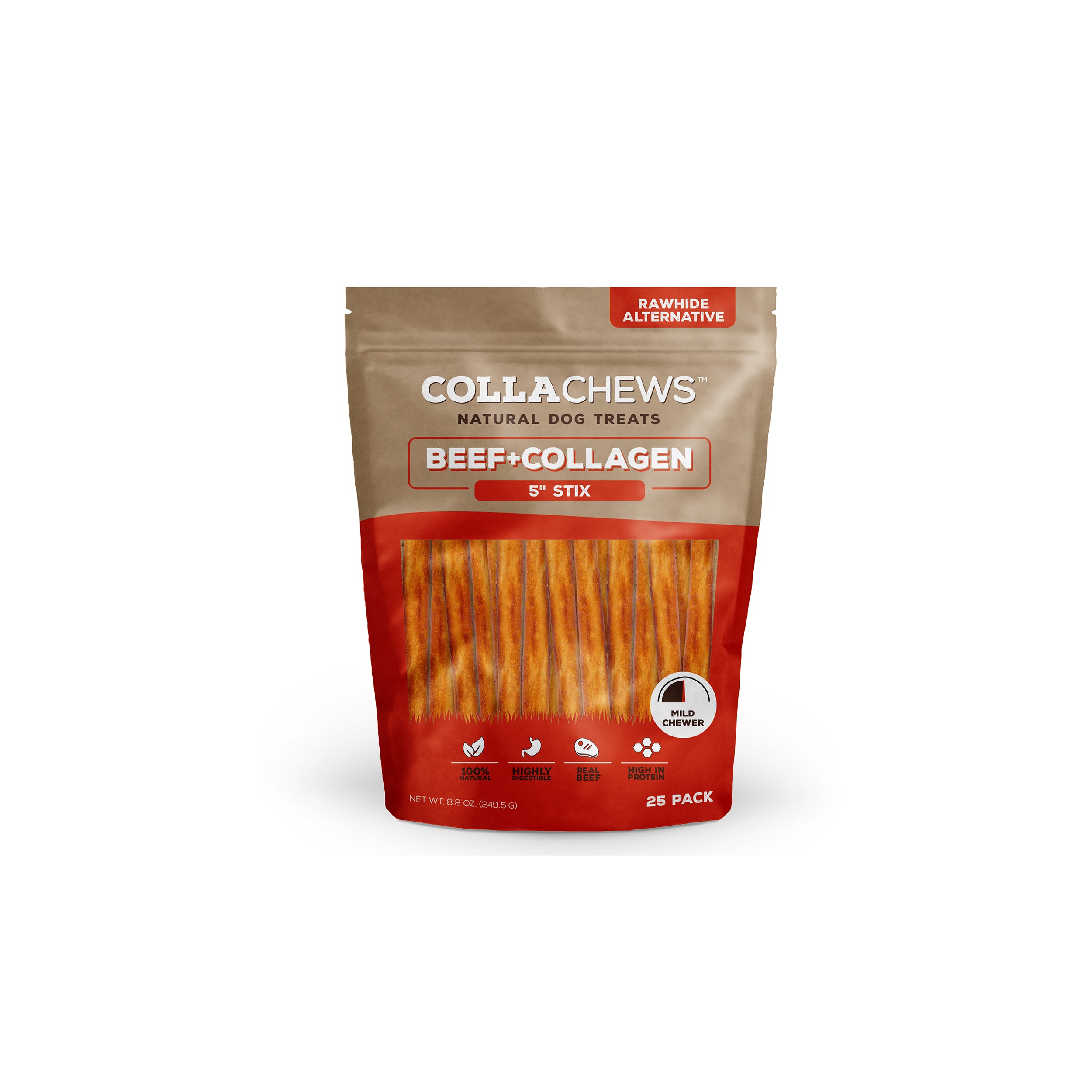 CollaChews 5" Beef & Collagen Stix - 25 Pack Bag - Image 3