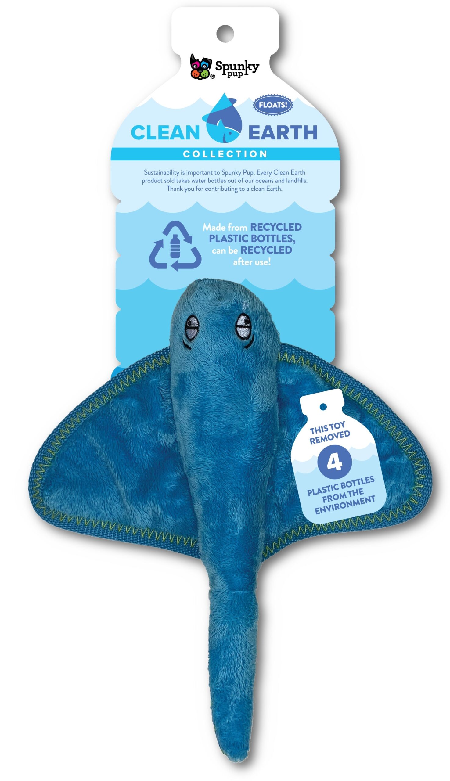 SPUNKY PUP CLEAN EARTH PLUSH STINGRAY