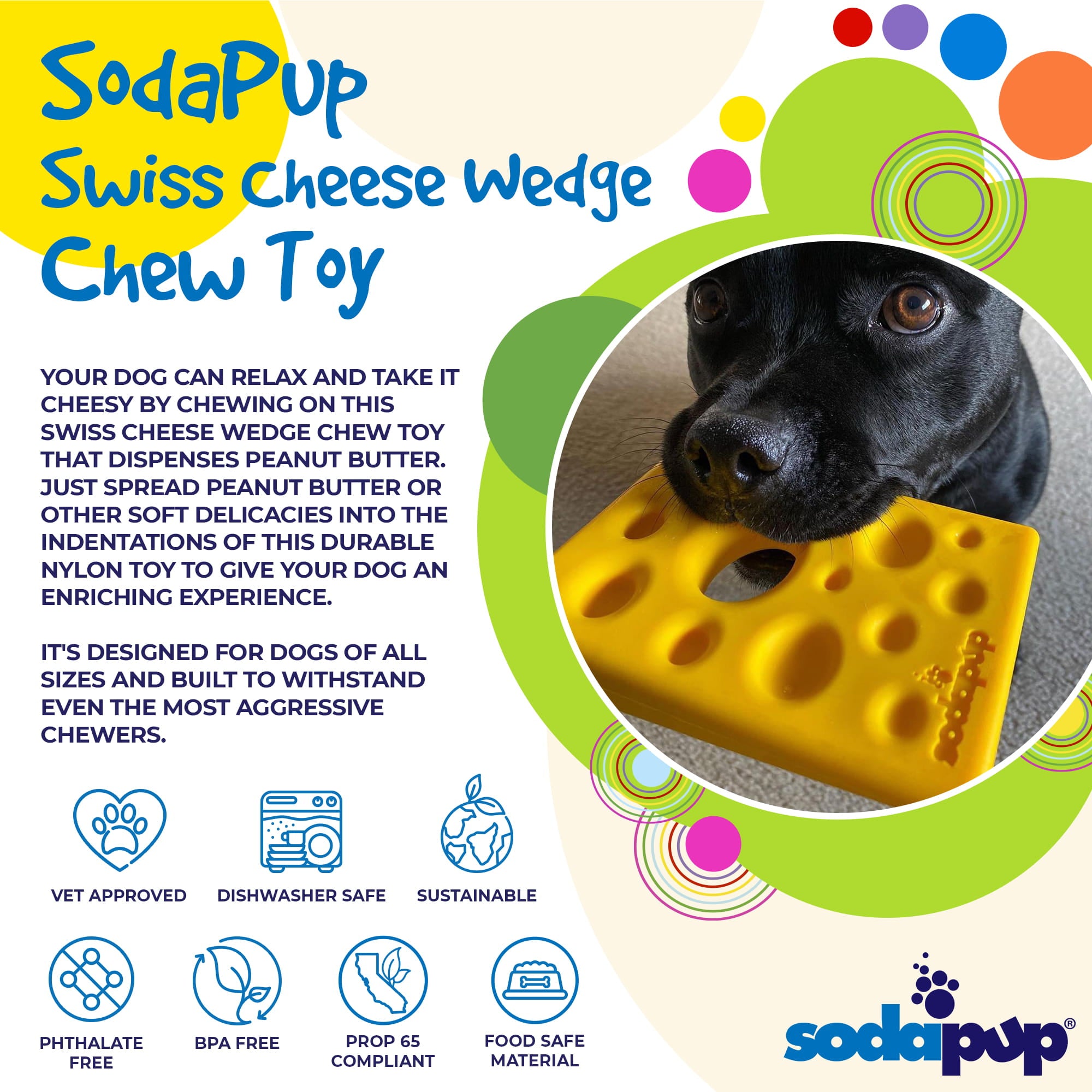 SodaPup Swiss Cheese Wedge Nylon Dog Chew Toy Aggressive Chewers |