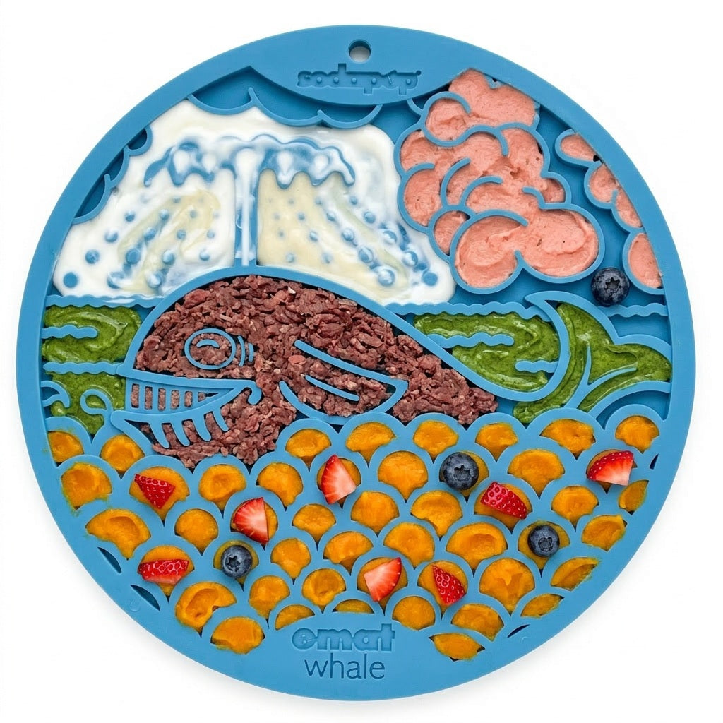 SodaPup Whale eMat Enrichment Lick Mat Dogs Cats Suction Cups | Design USA Made