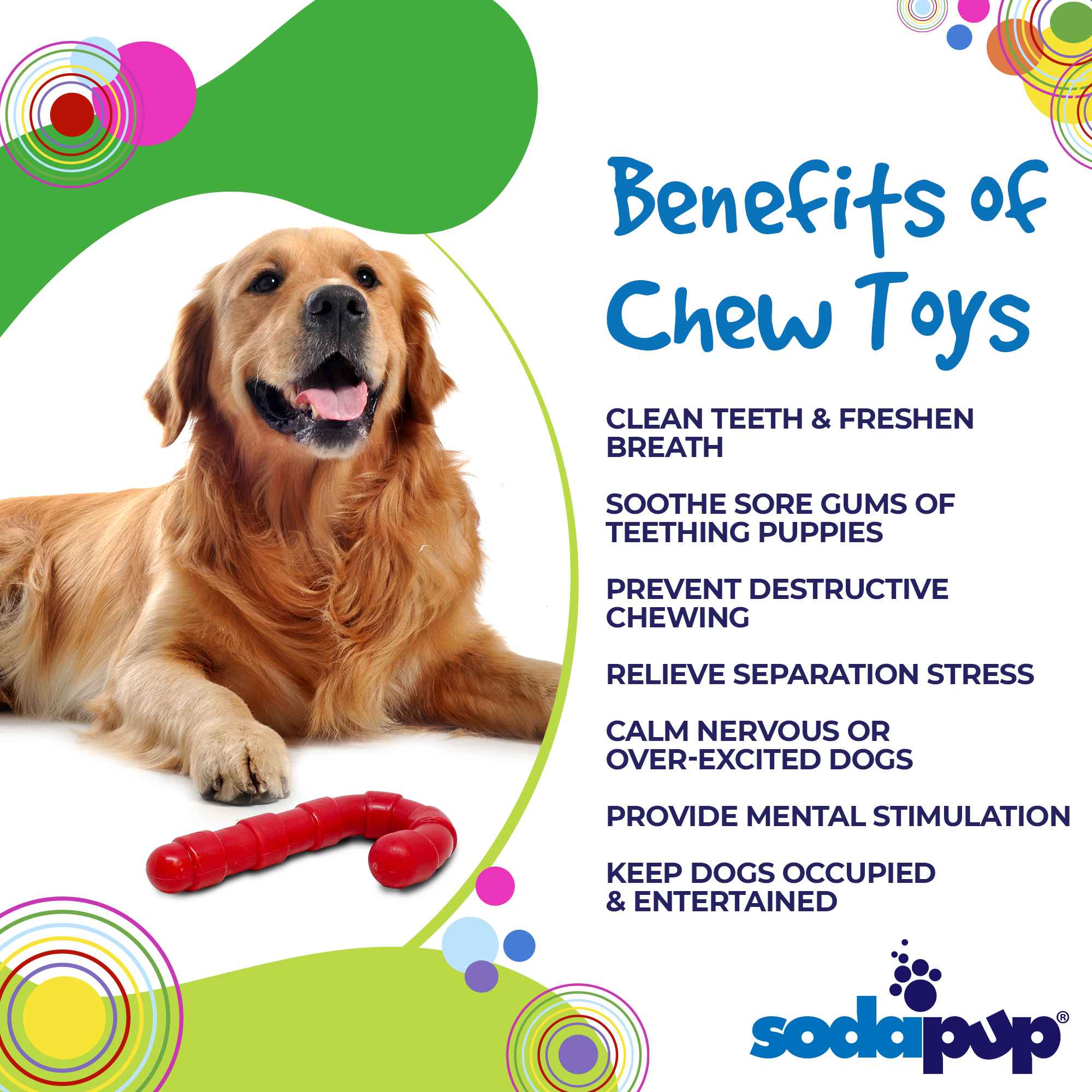 SodaPup Candy Cane Nylon Dog Toy Aggressive Chewers | USA Made