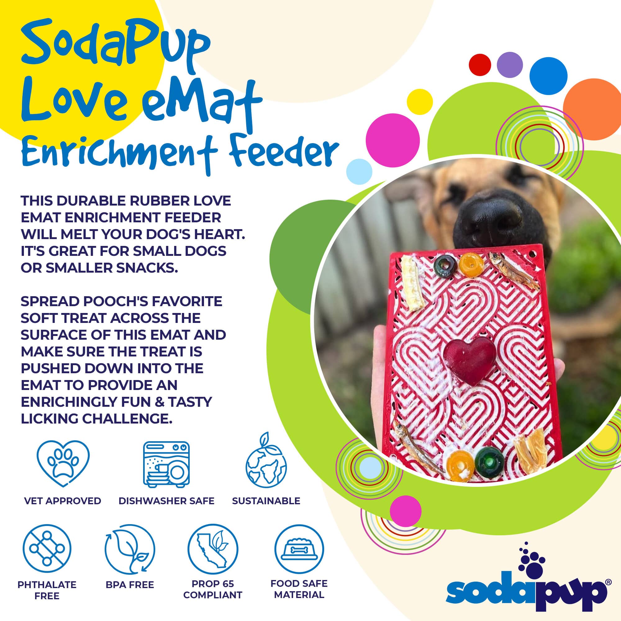 SodaPup Love eMat Enrichment Lick Mat Dogs Cats| Heart Design |
