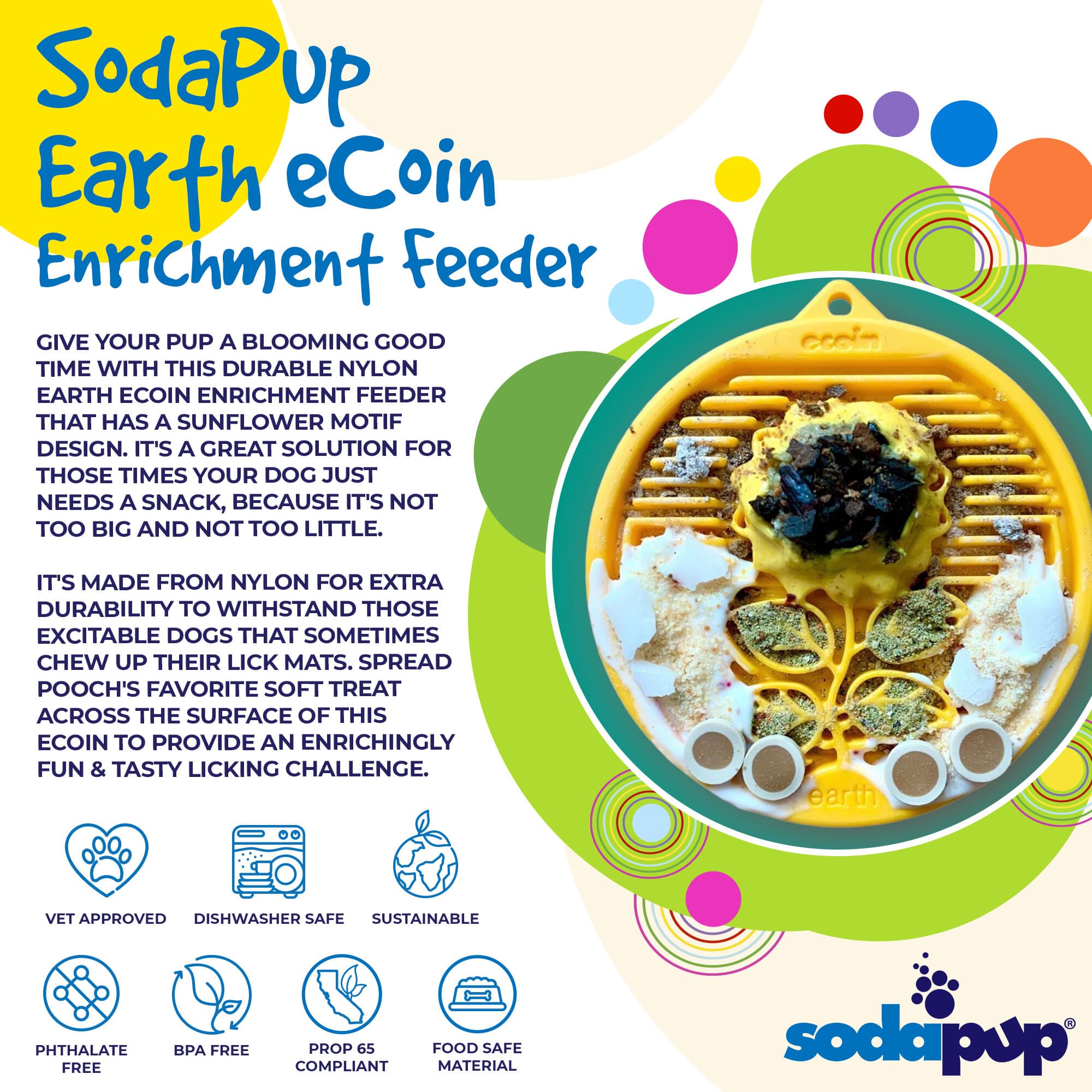 SodaPup Earth eCoin Nylon Lick Mat Dogs | USA Made Enrichment Toy