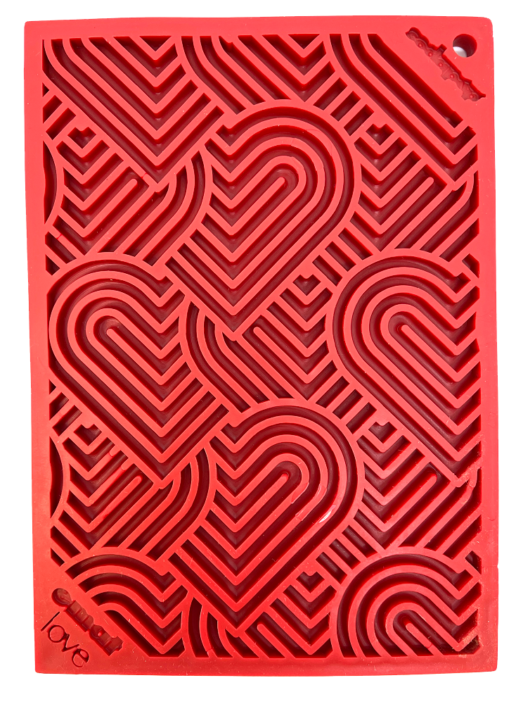 SodaPup Love eMat Enrichment Lick Mat Dogs Cats| Heart Design | "Love" Small