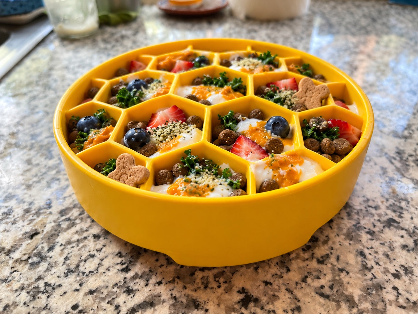Honeycomb eBowl Deep Slow Feeder Dog Bowl for Enrichment | USA Made - Image 2