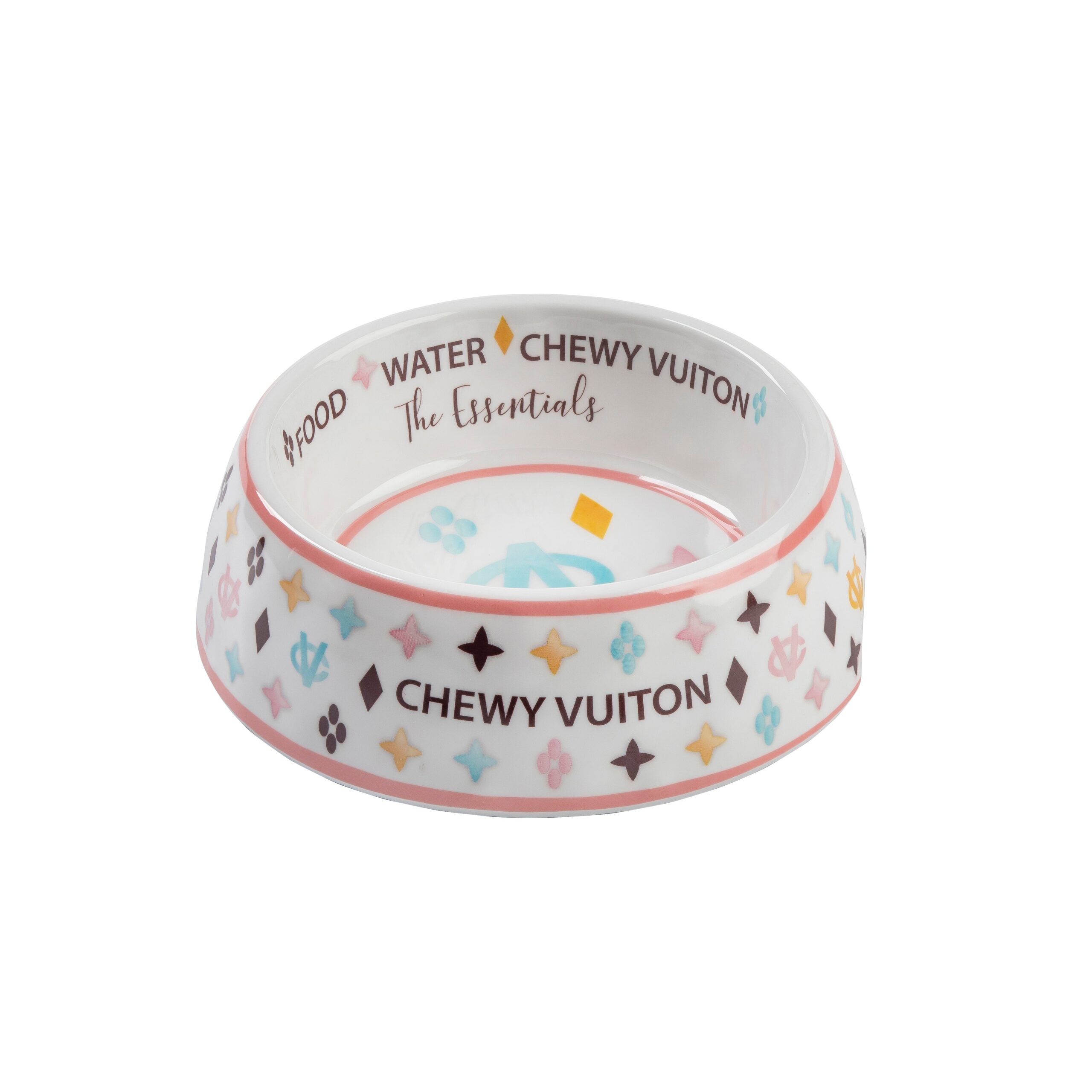 White Chewy Vuiton Bowl - Small (CASE OF 2) by Haute Diggity Dog