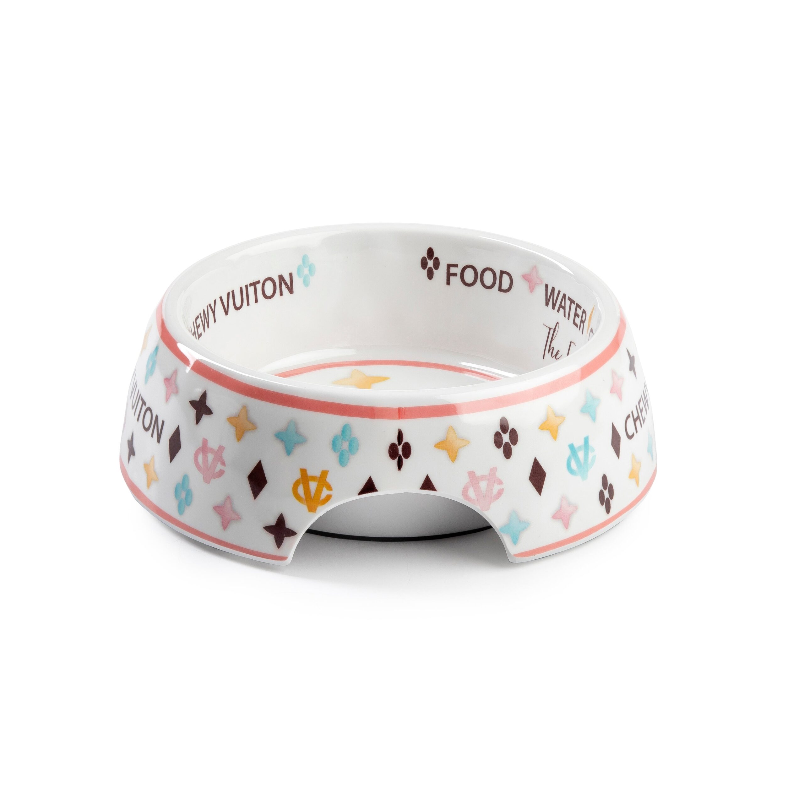 White Chewy Vuiton Bowl - Small (CASE OF 2) by Haute Diggity Dog - Image 2