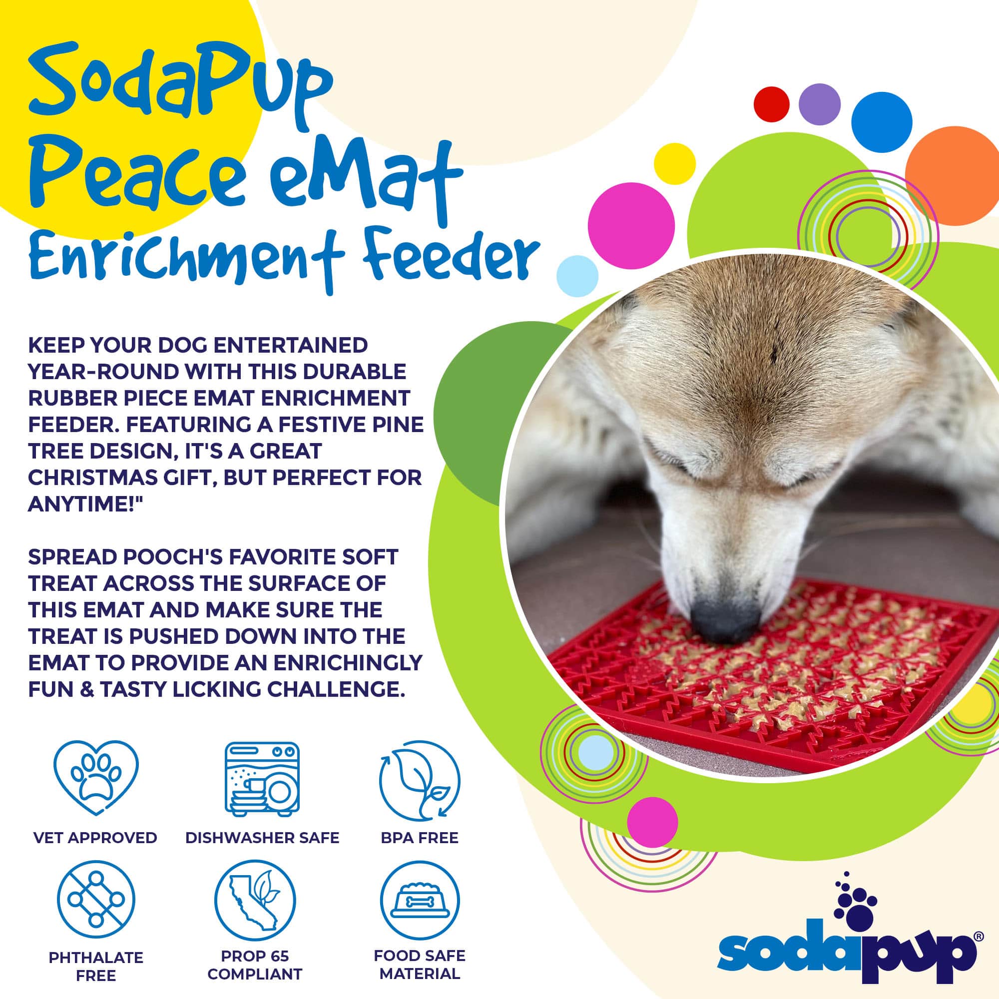SodaPup "Peace" Christmas Tree emat Enrichment Lick Mat Dogs Cats | design