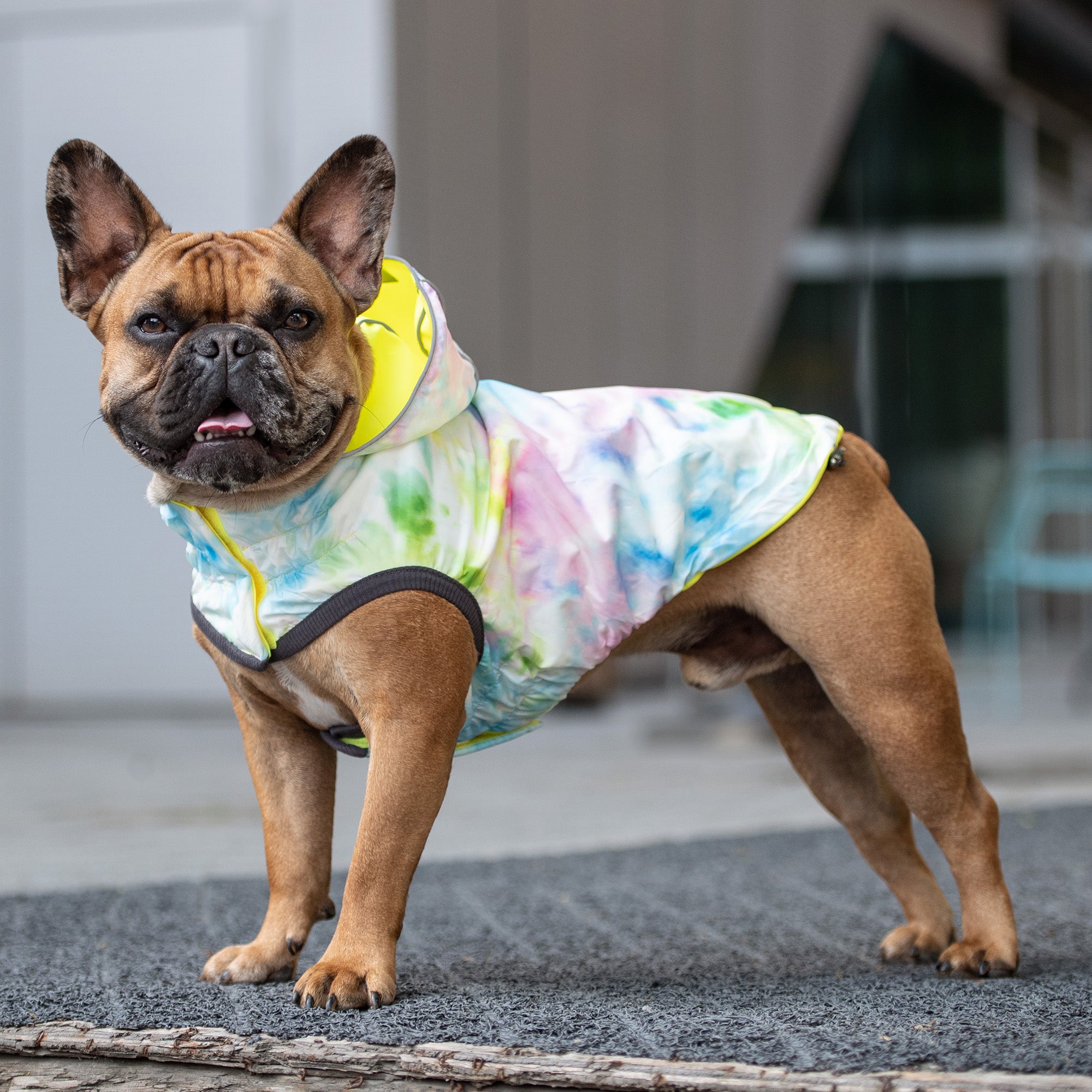 Reversible Raincoat - Neon Yellow with Tie Dye - Image 5