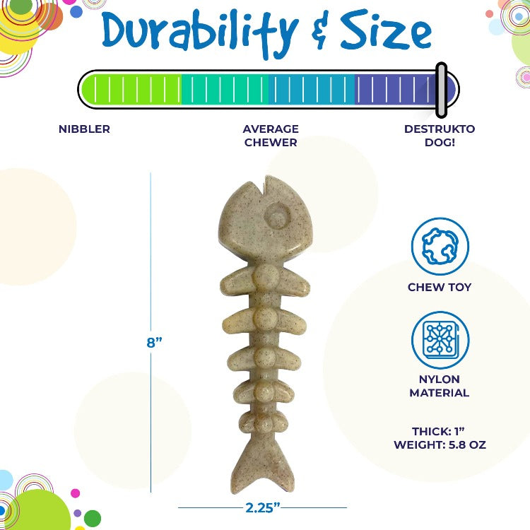 SodaPup Fish Bone Nylon Dog Toy Aggressive Chewers | USA Made