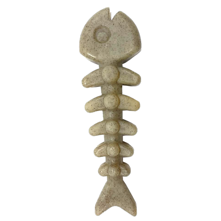 SodaPup Fish Bone Nylon Dog Toy Aggressive Chewers | USA Made Chew Brown