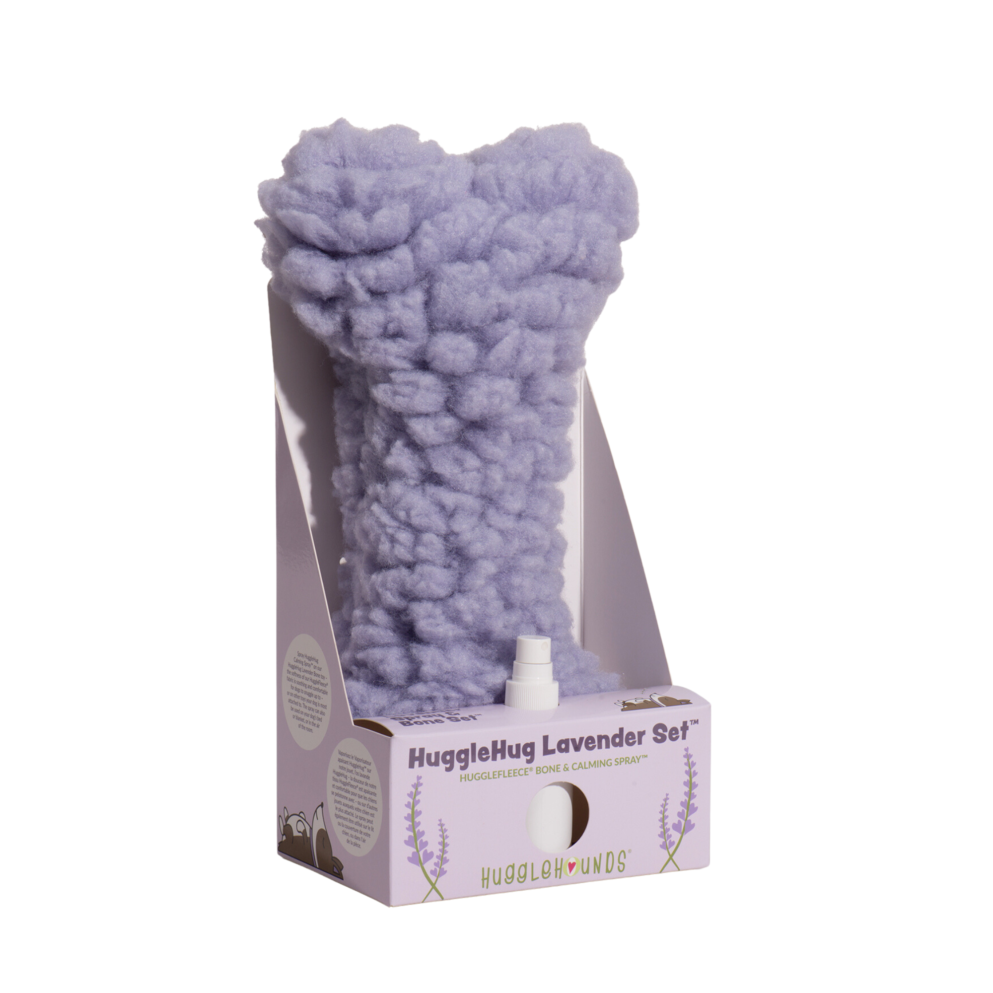 HuggleHug™ Lavender Bone & 2oz Calming Spray Set Dog Toy