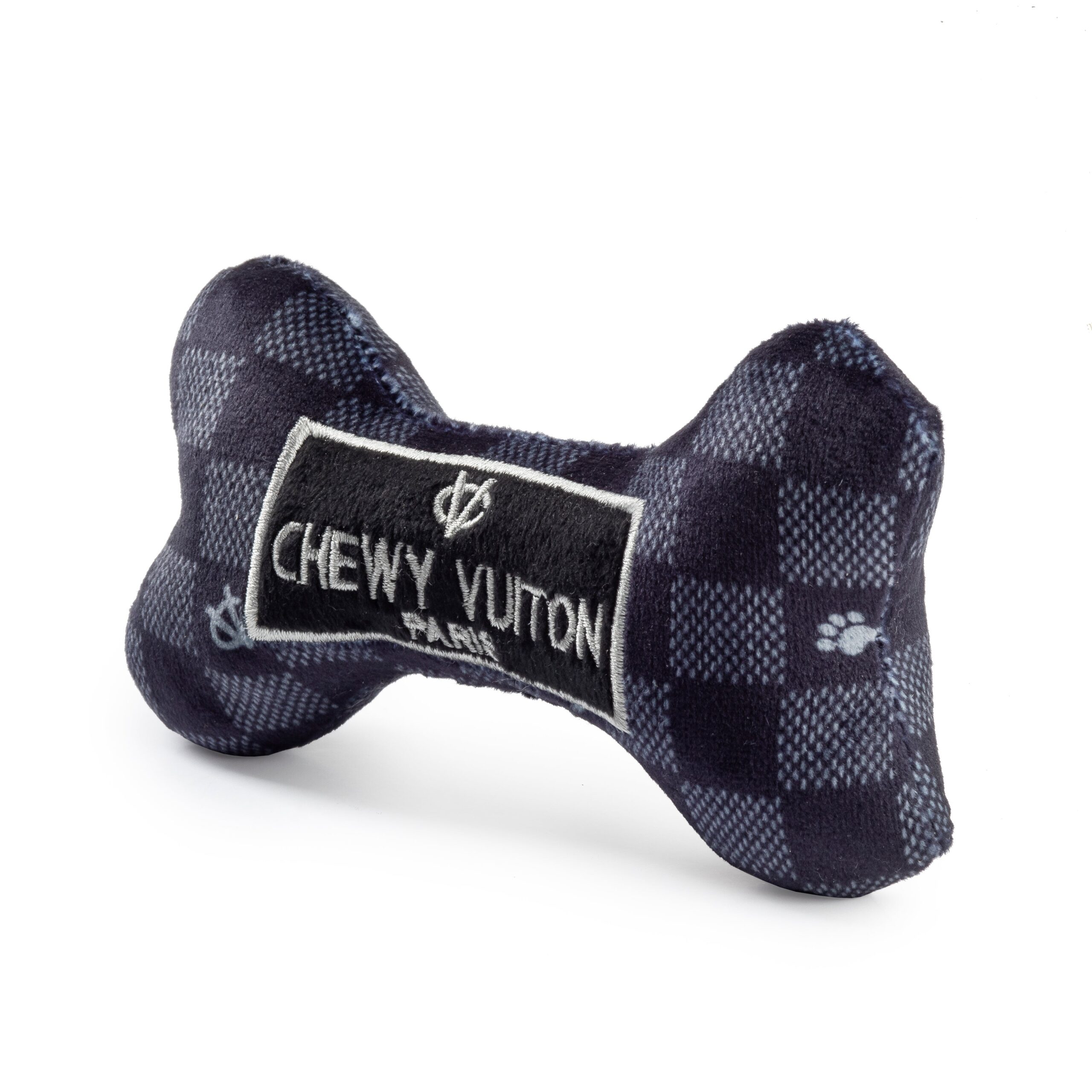 Black Checker Chewy Vuiton Bone Squeaker Dog Toy by Haute Diggity Dog - Image 6