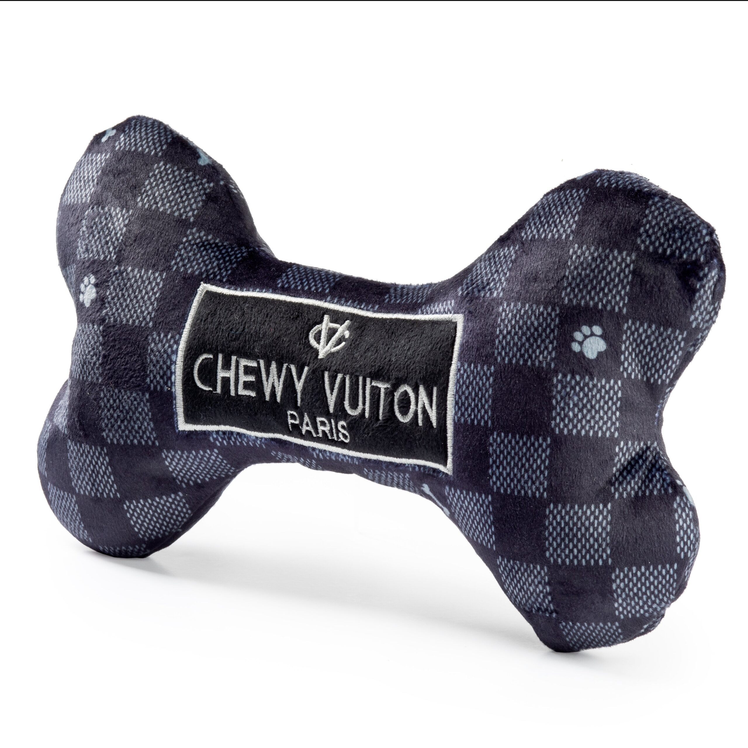 Black Checker Chewy Vuiton Bone Squeaker Dog Toy by Haute Diggity Dog - Image 2