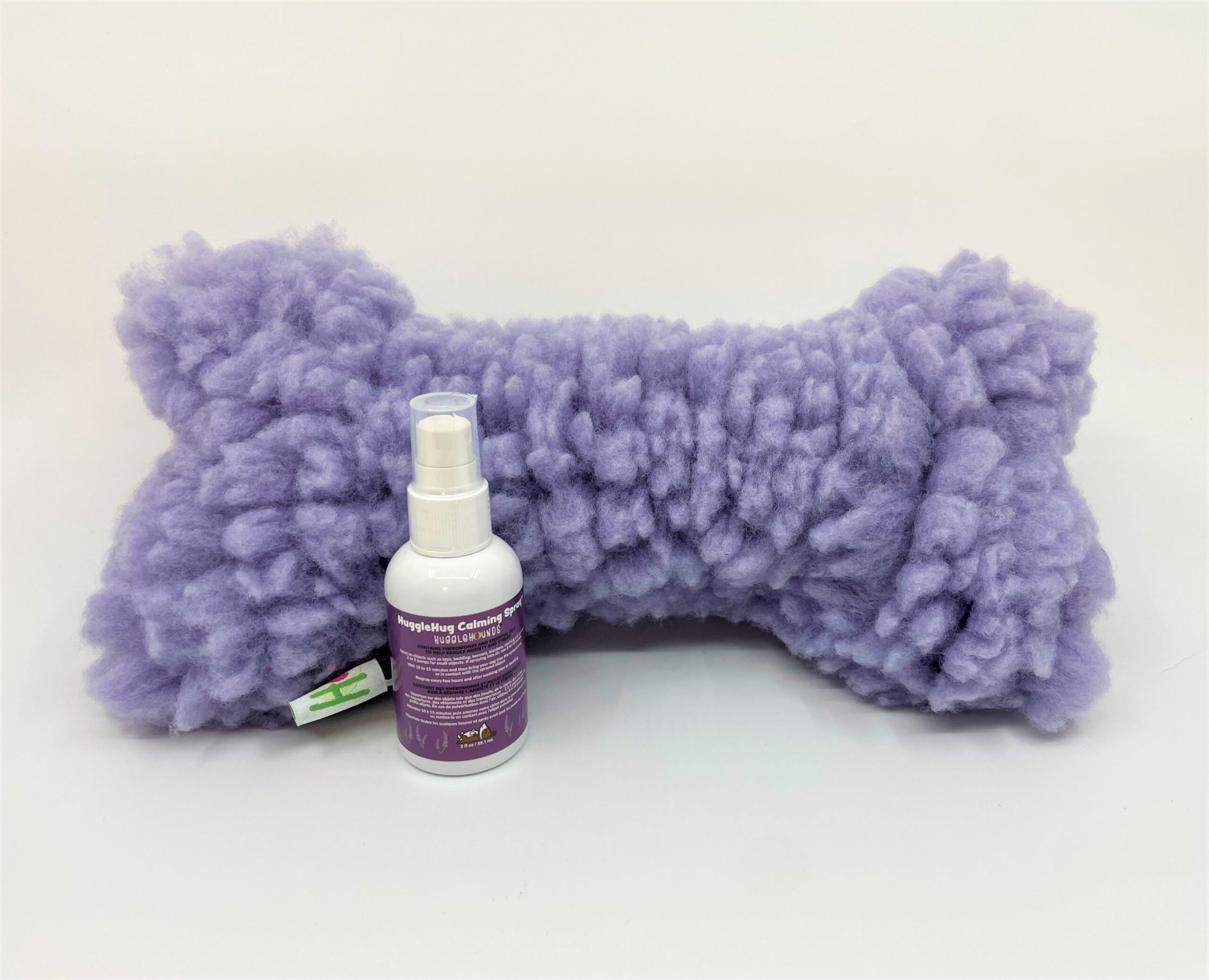 HuggleHug™ Lavender Bone & 2oz Calming Spray Set Dog Toy - Image 4