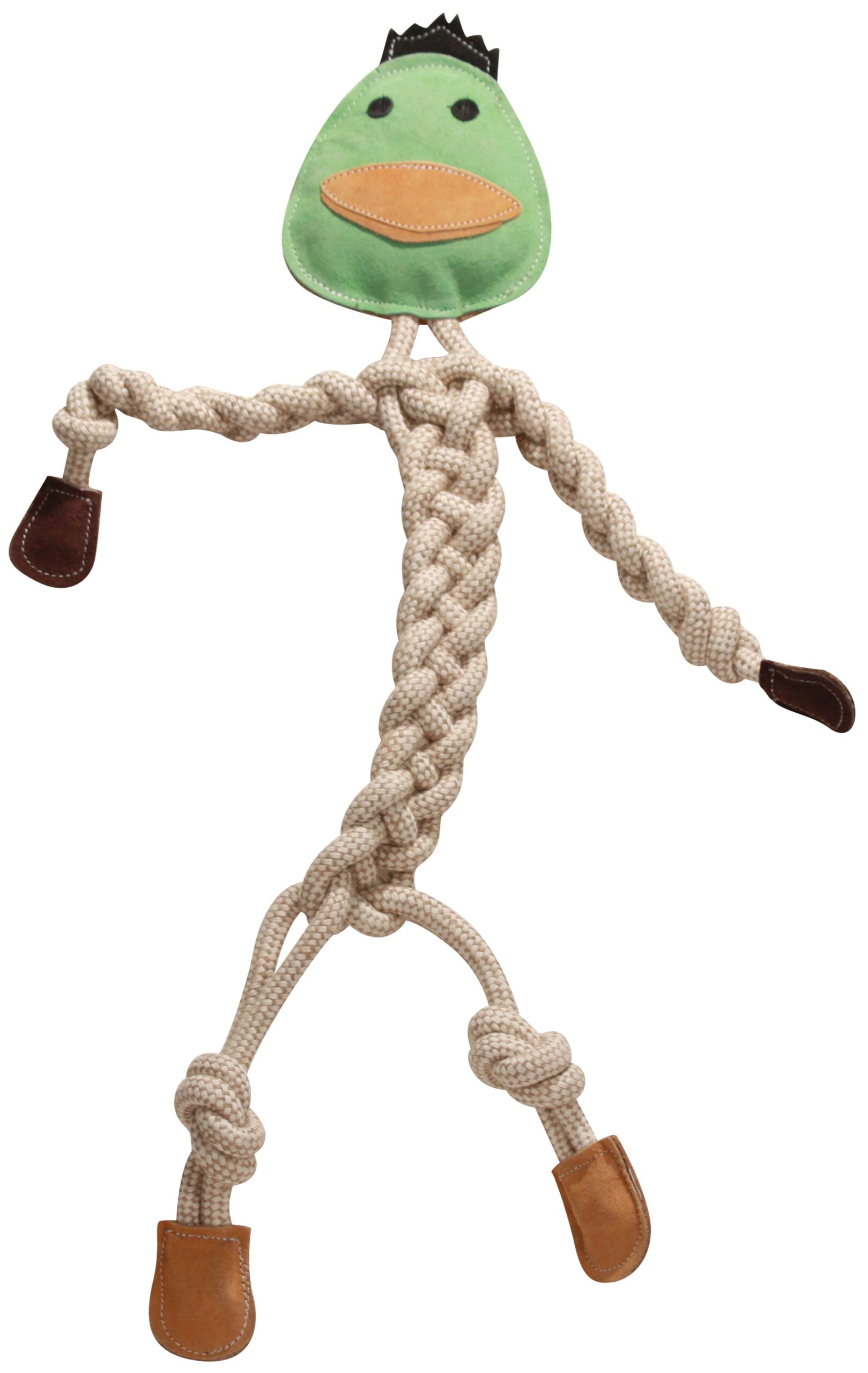Close up image of the green face duck rope knottie.
